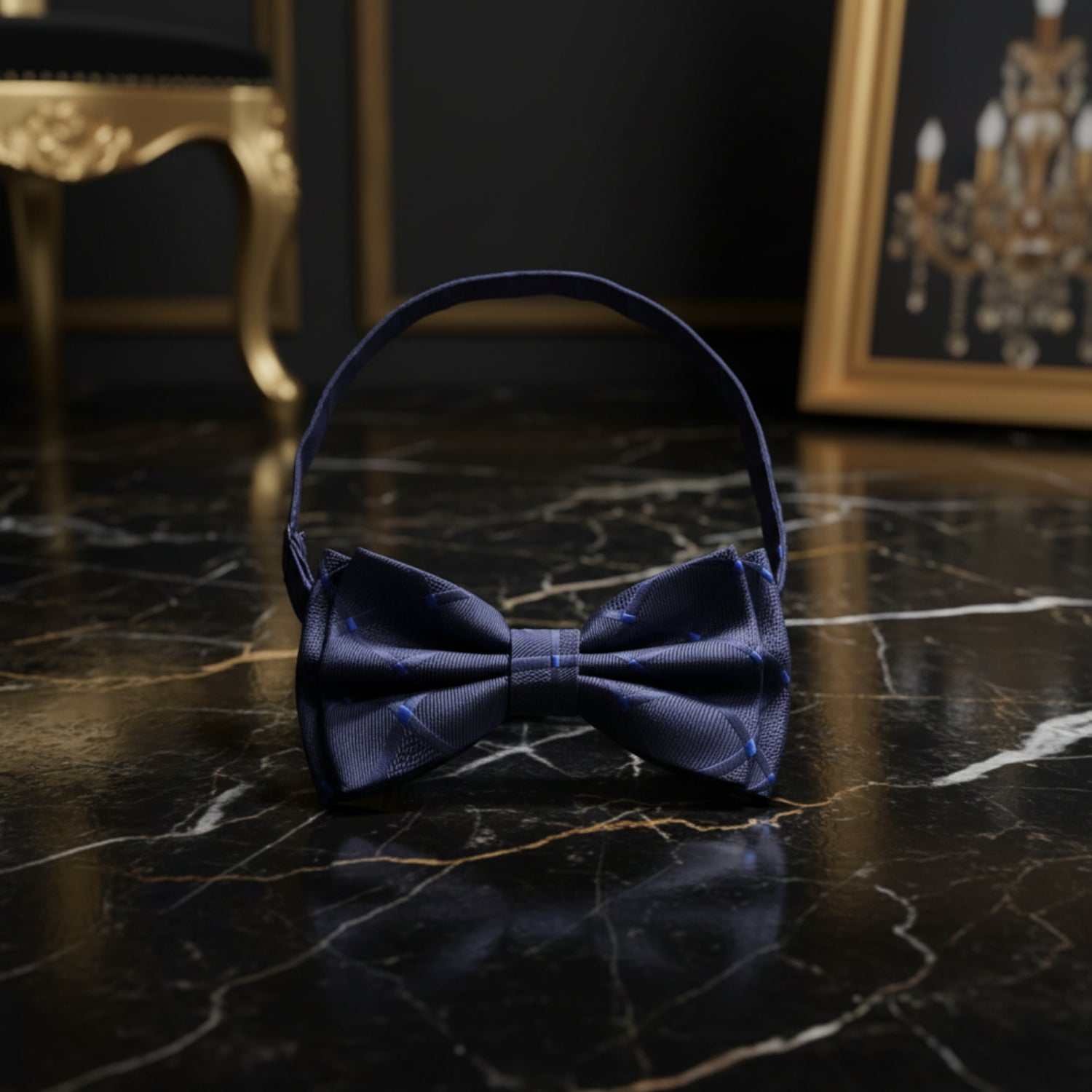 Blue Geometric Bow Tie