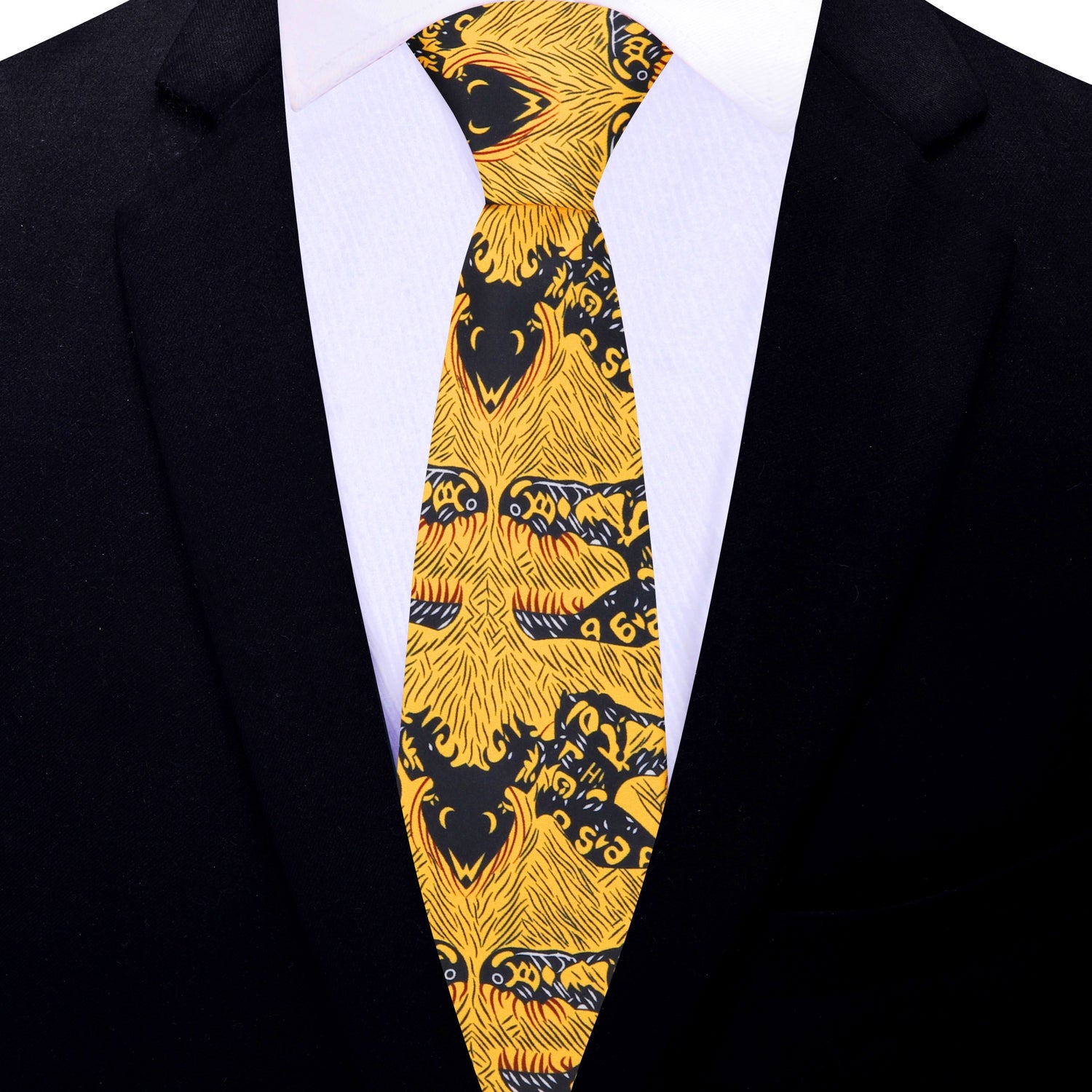 Thin Tie: Yellow and Black Abstract Necktie