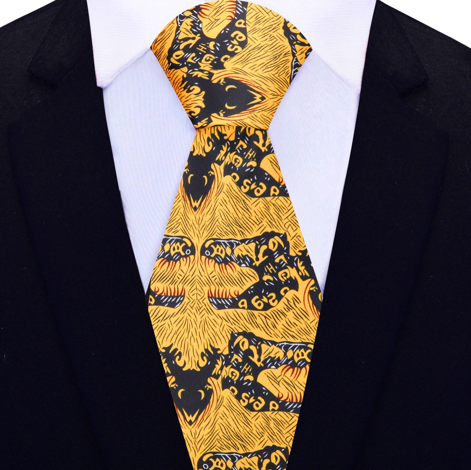 View 2 Yellow and Black Abstract Necktie