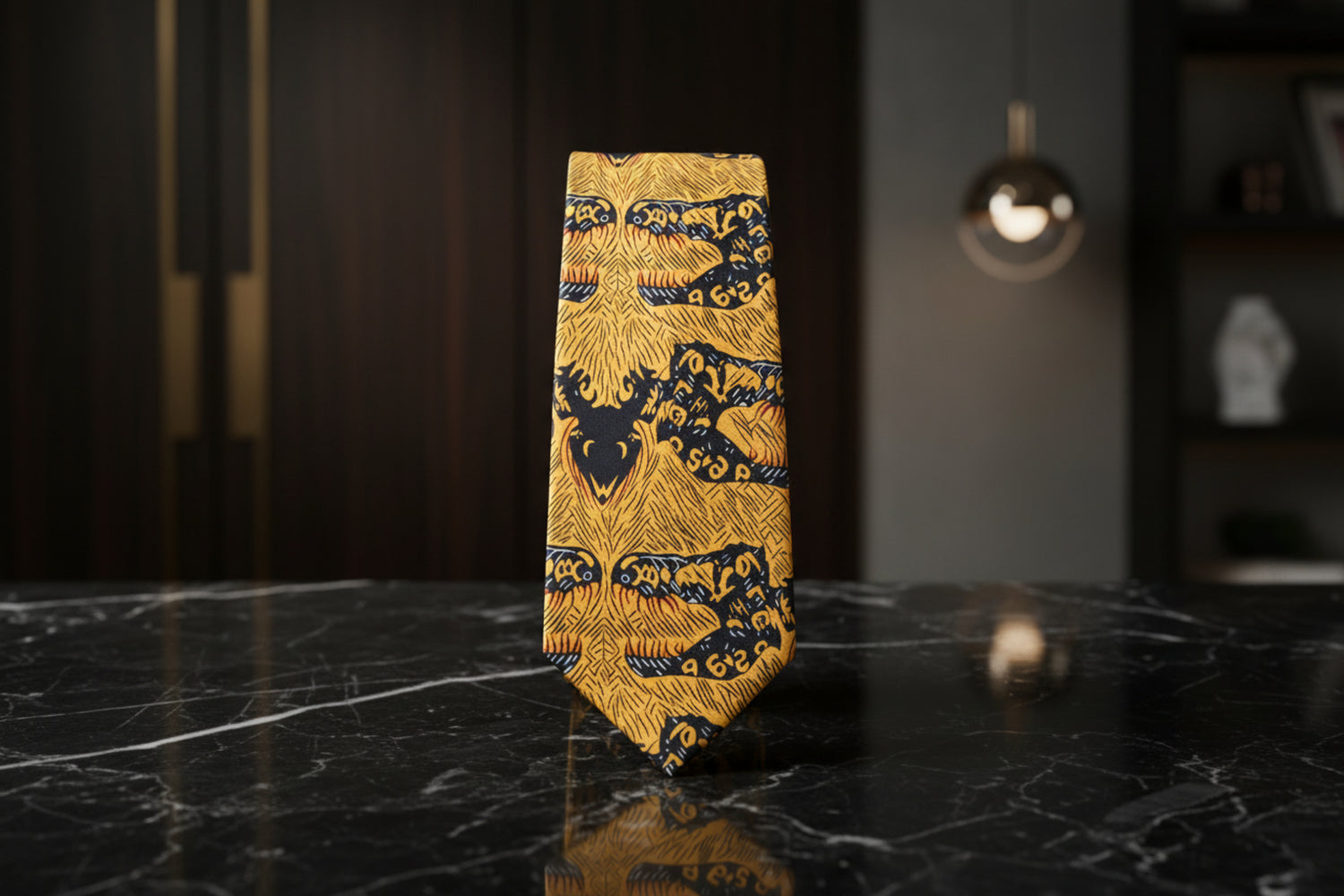 Alt View: Yellow and Black Abstract Necktie