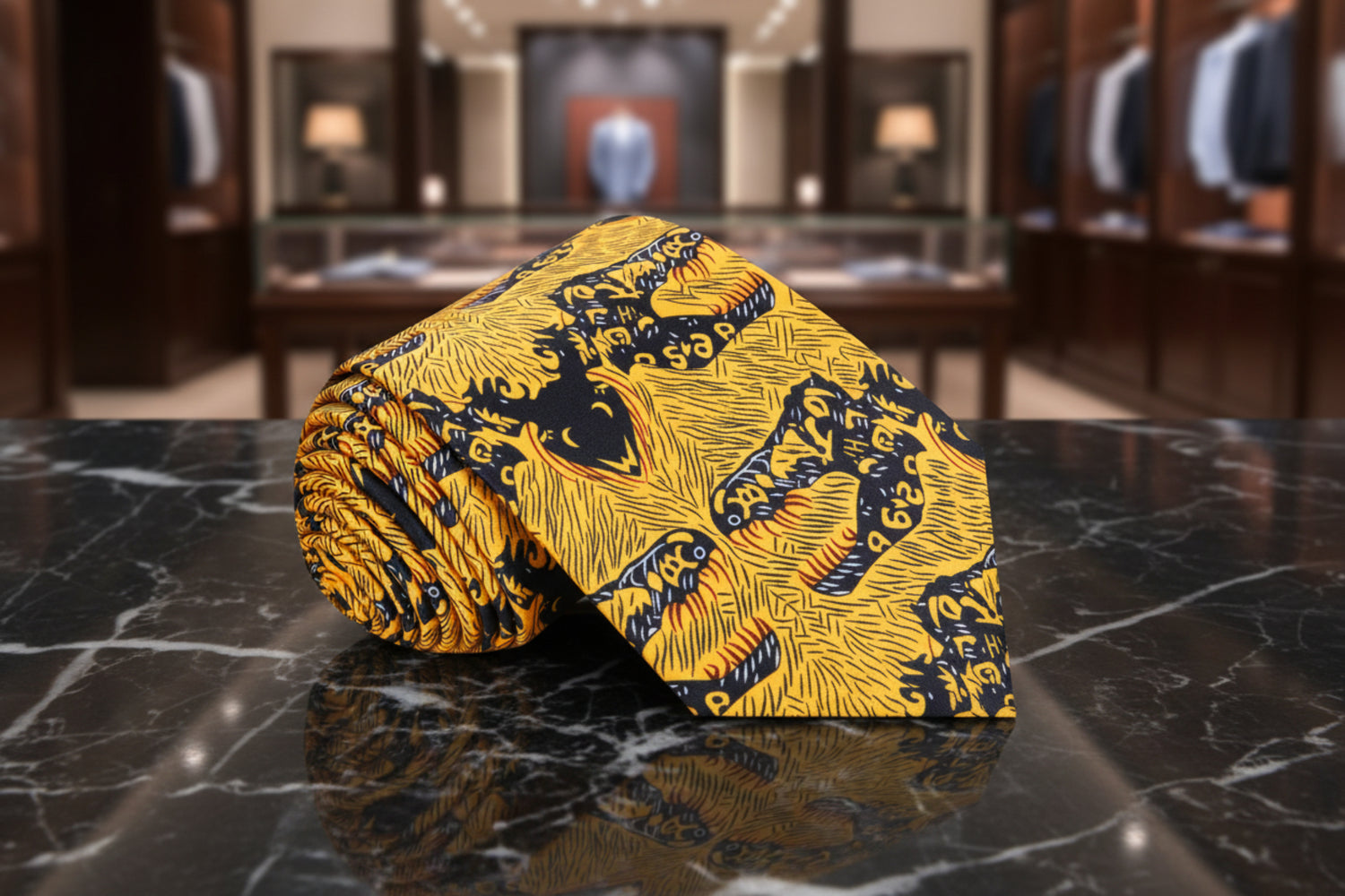 Yellow and Black Abstract Necktie 23