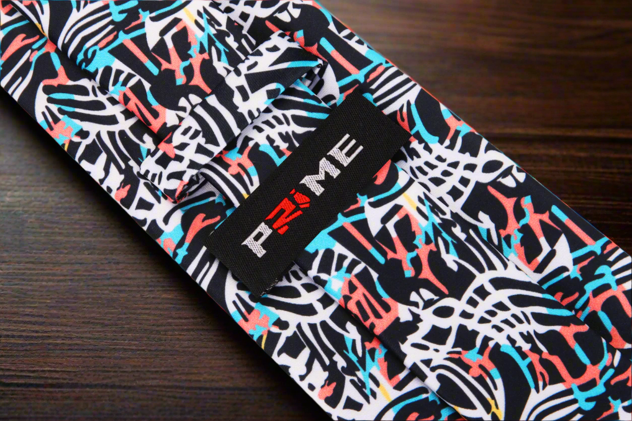 White, Light Blue, Punch and Black Abstract Necktie Keep