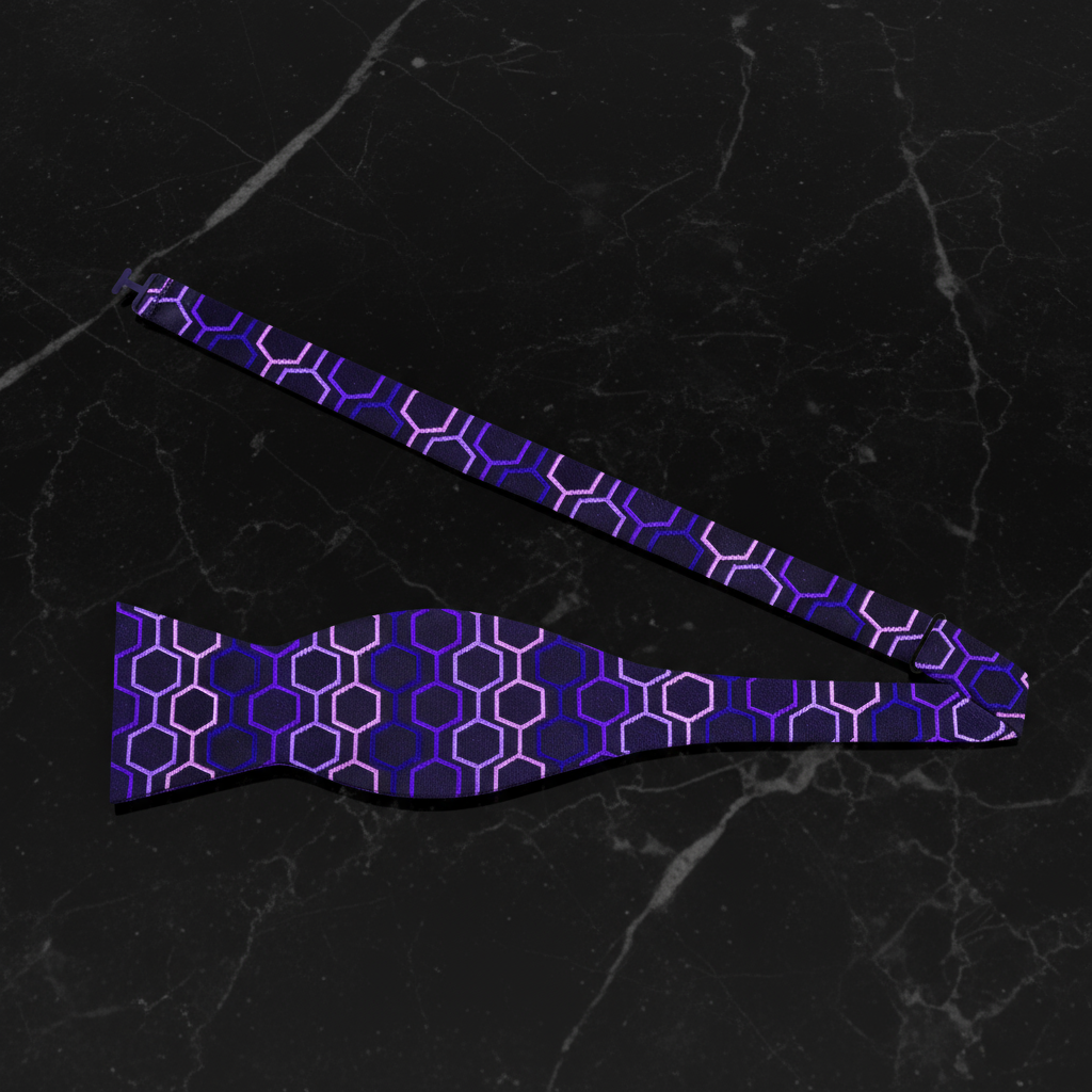 A Purple Geometric Diamond Pattern Self Tie Bow Tie 
