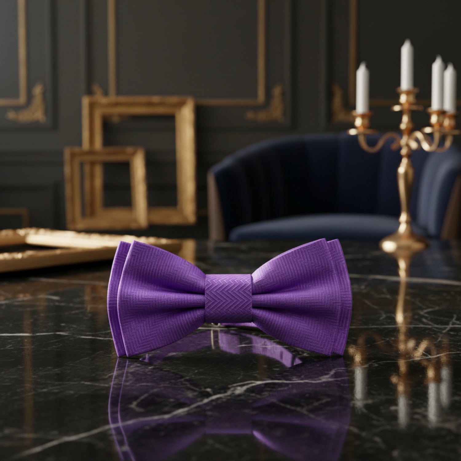 An Amethyst Purple Solid Pattern Pre Tied Bow Tie 