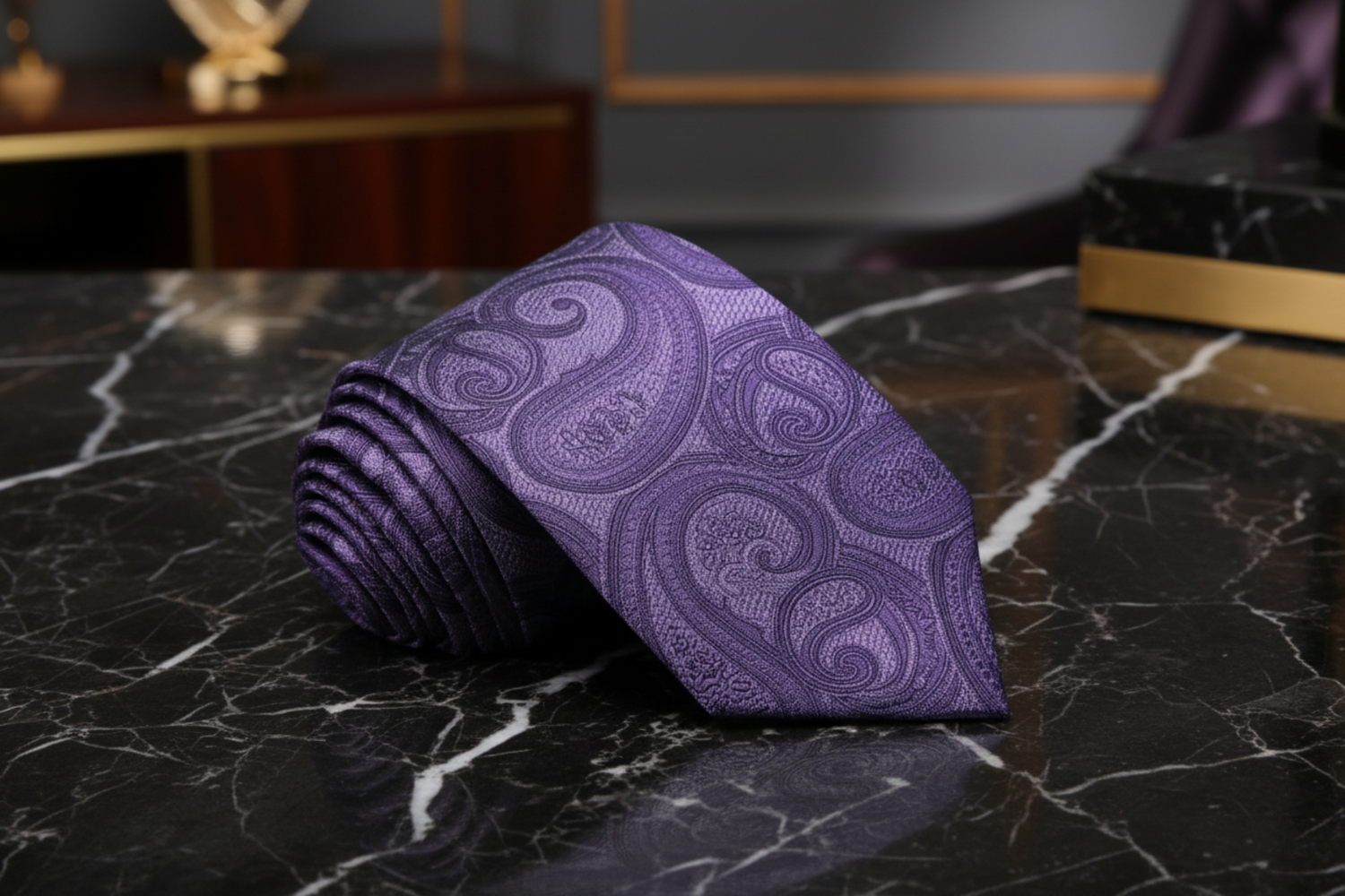 Purple Paisley Necktie  