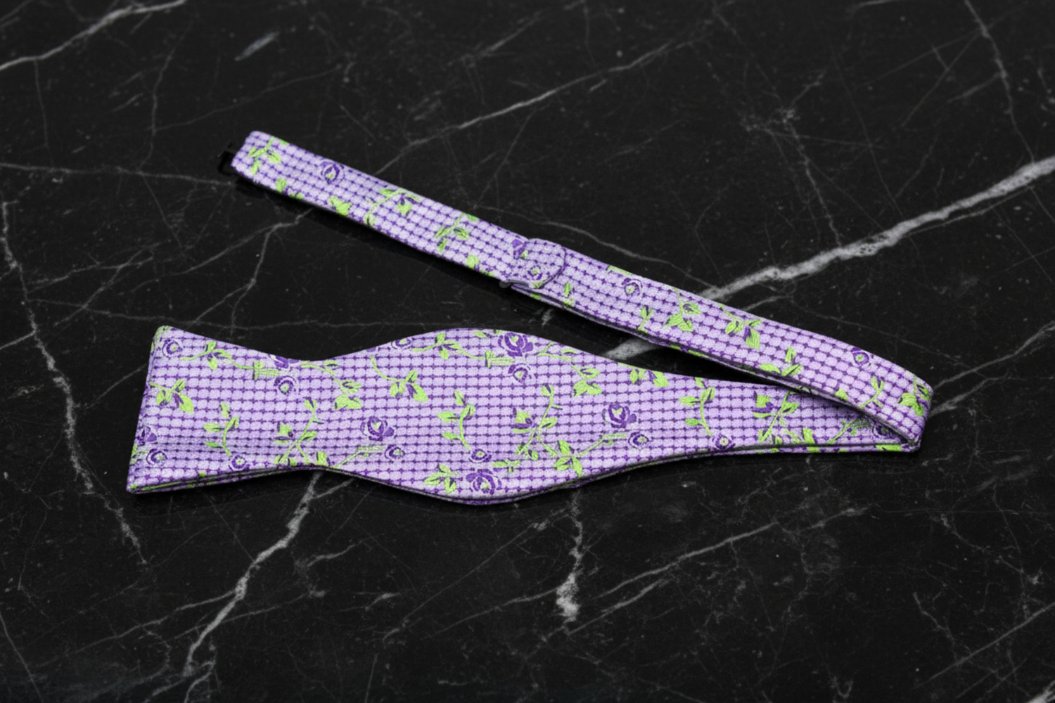 Purple Flower Bow Tie Self Tie