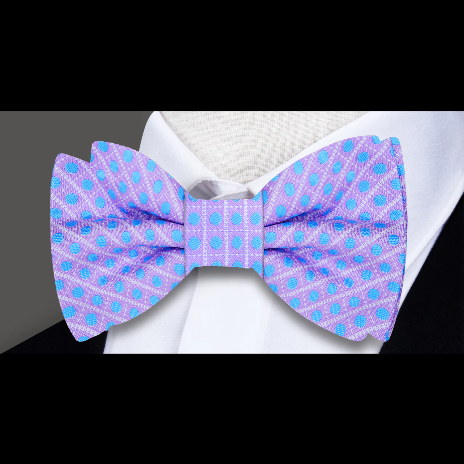 Purple, Blue Geometric with Dots Bow Tie