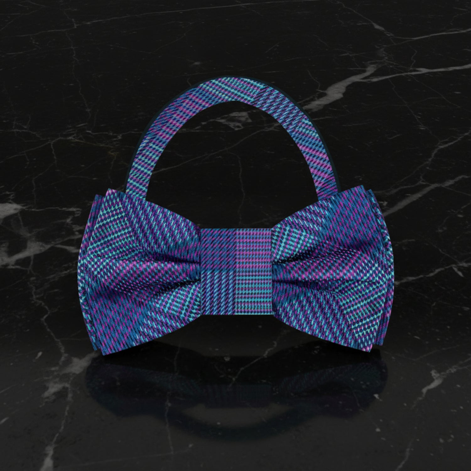 Blue and Purple Plaid Bow Tie Pre Tied