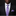Man wearing a black suit with a purple and blue zigzag tie and pocket square.