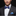 Blue and Purple Plaid Bow Tie and Light Blue Square on man