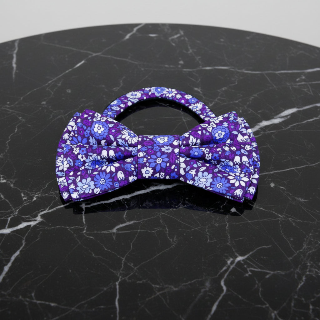 Purple, Blue Floral Pre Tied Bow Tie