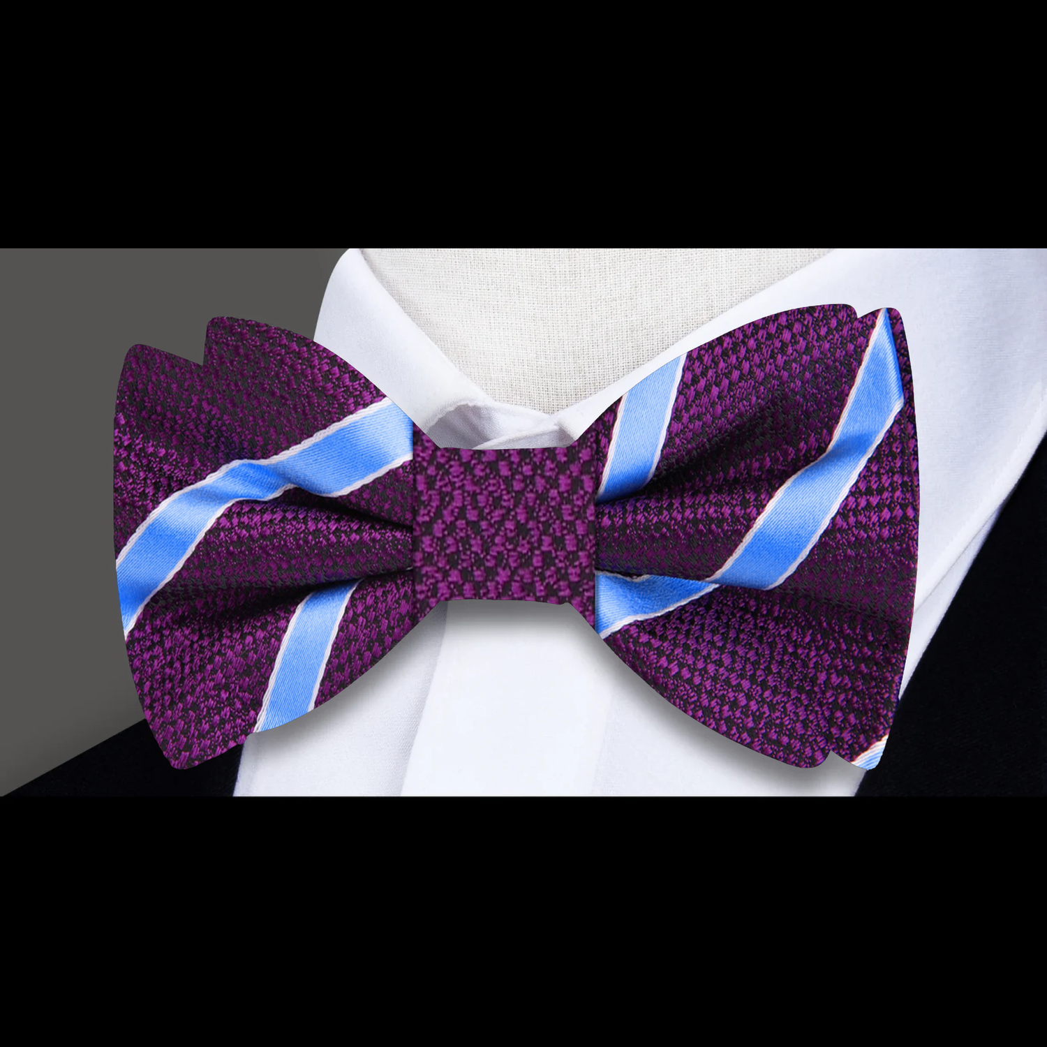Deep Purple, Blue Stripe Bow Tie 