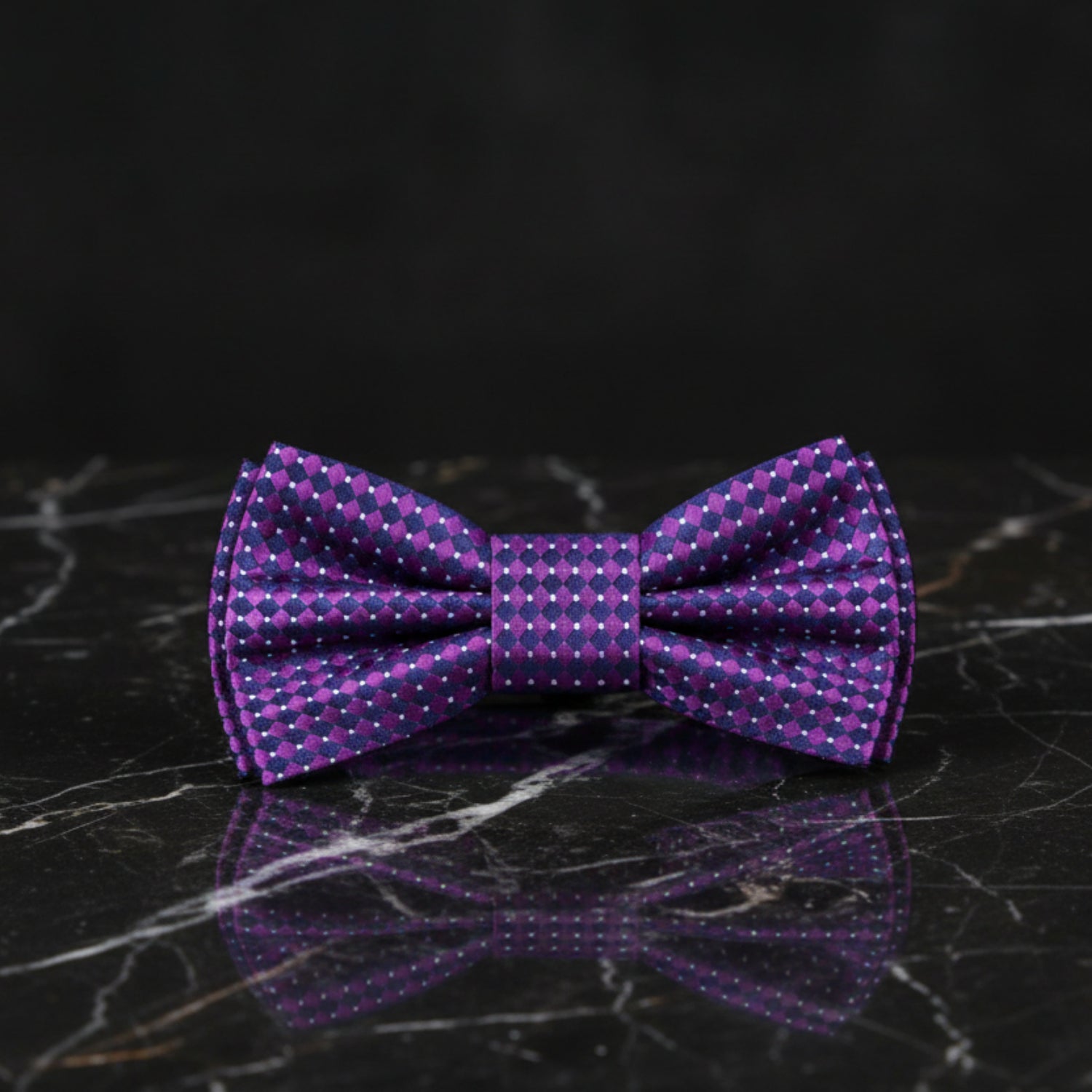 Alt view: Purple Diamonds Bow Tie Pre Tied