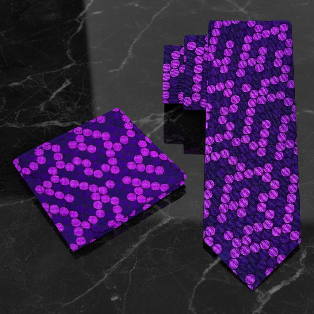 Alt Purple Polka Tie and Pocket Square