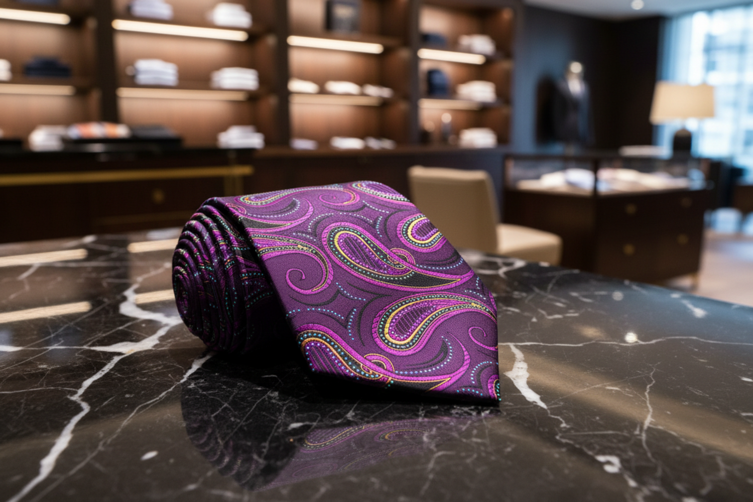 Purple, Orange Paisley Tie