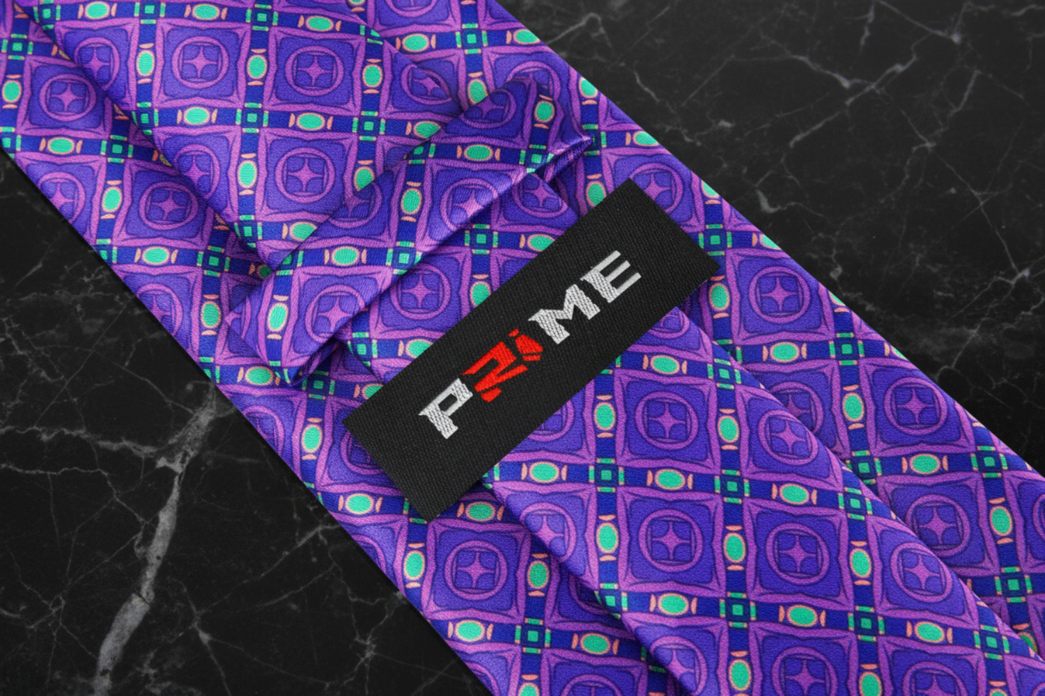 Purple, Aqua Geometric Tie Keep