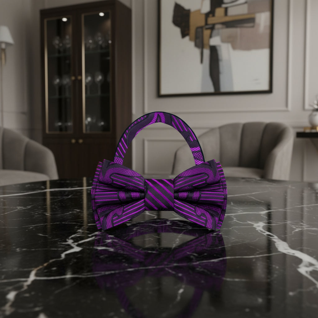 Purple Espresso Paisley Pre Tied Bow Tie