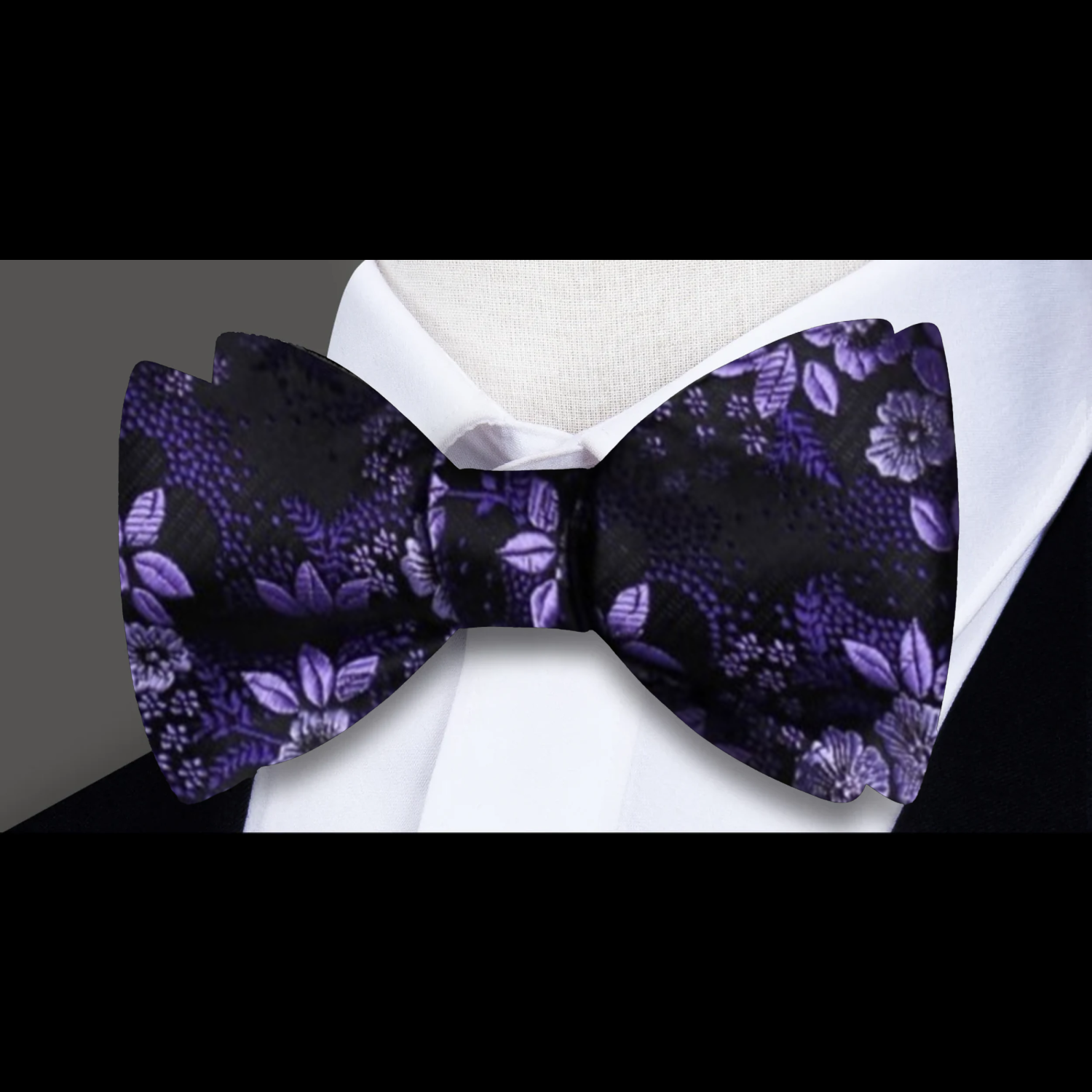 Single Purple Floral Bow Tie