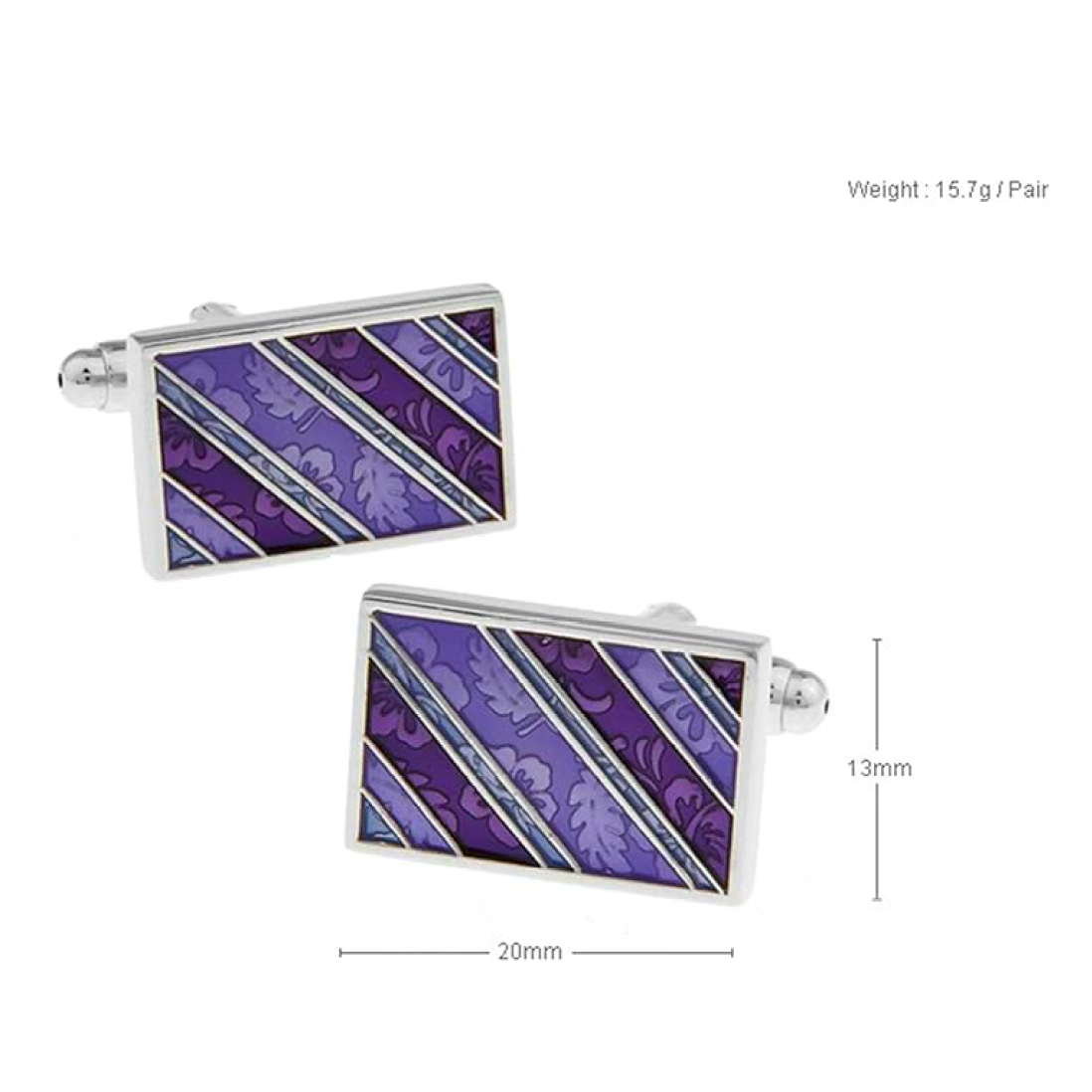 A Pair of Purple Cufflinks Dimensions