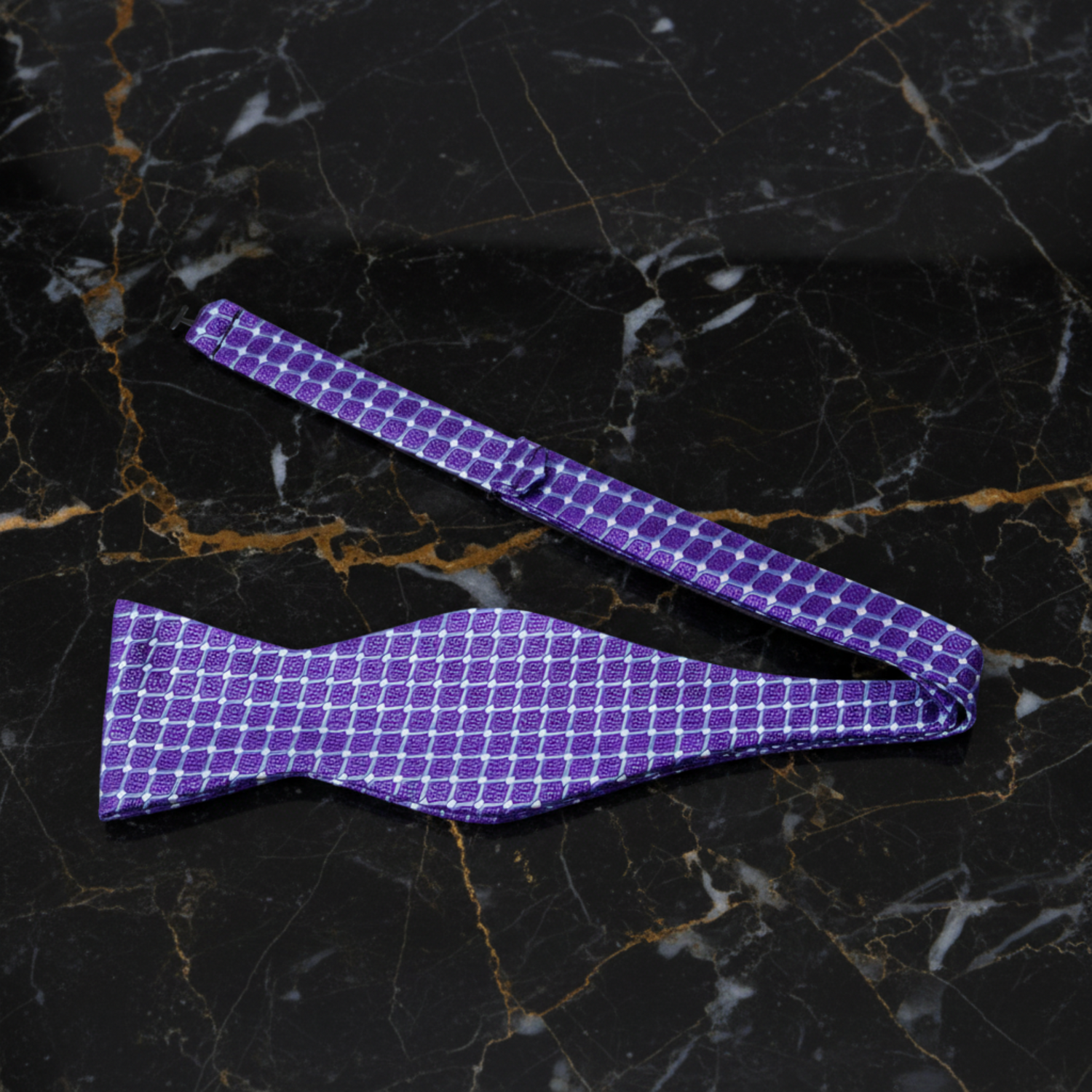 Purple Geometric Self Tie Bow Tie