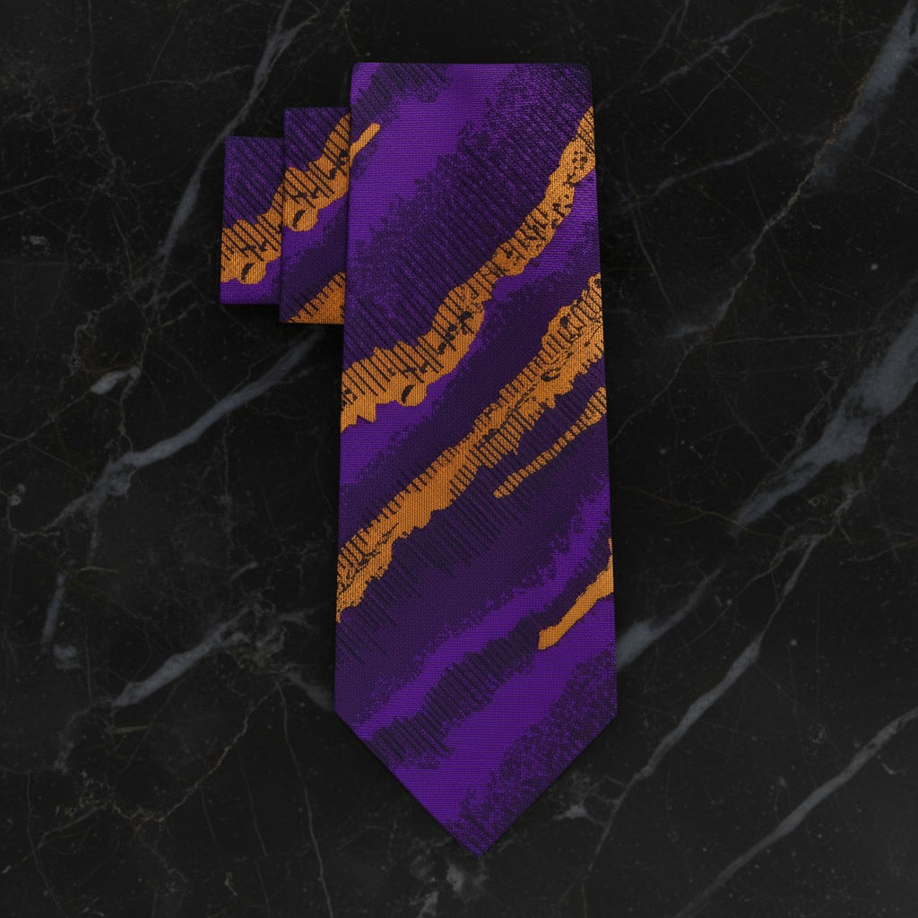 Alt View: Purple and Orange Gold Abstract Necktie