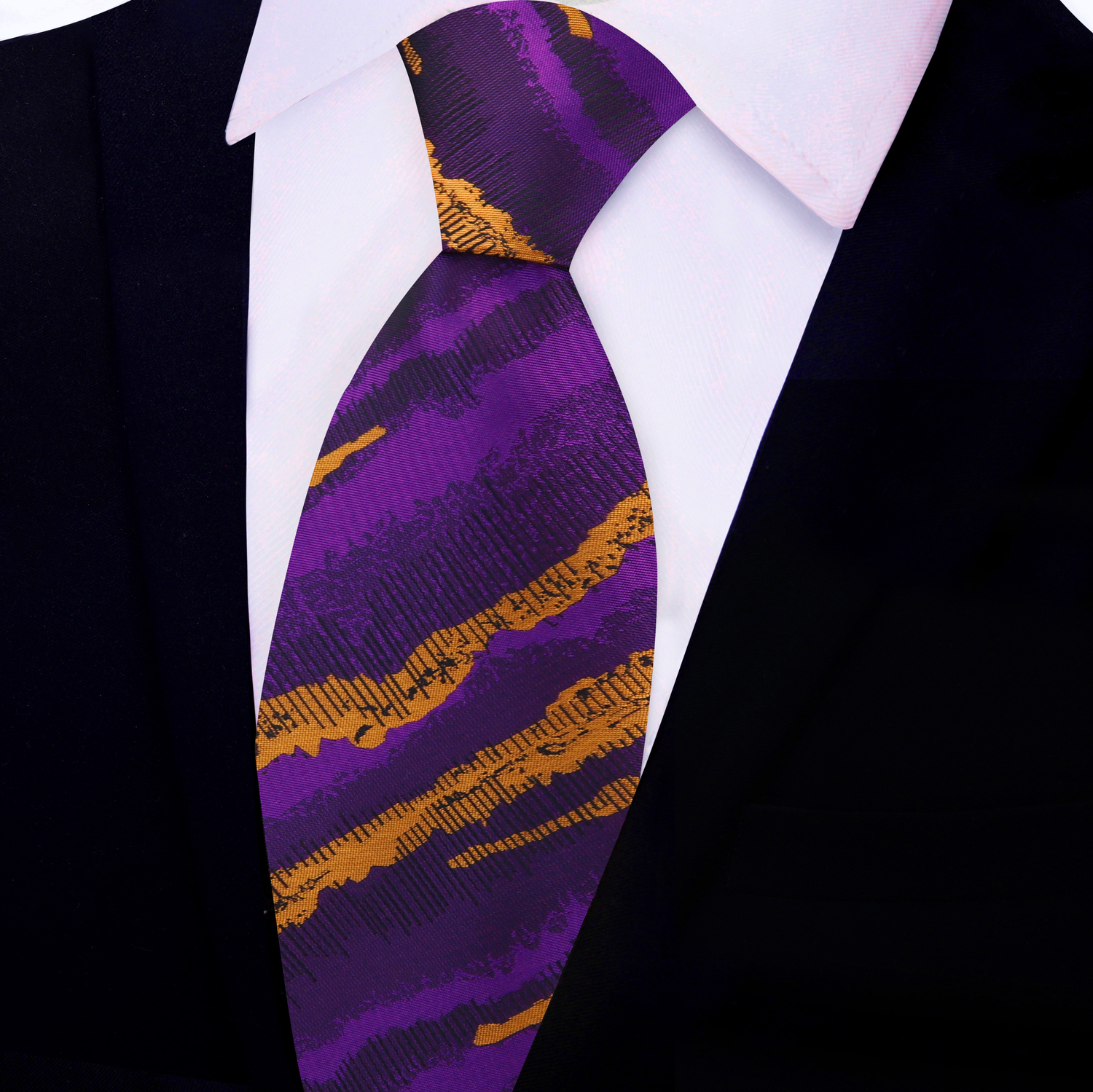 Purple and Orange Gold Abstract Necktie