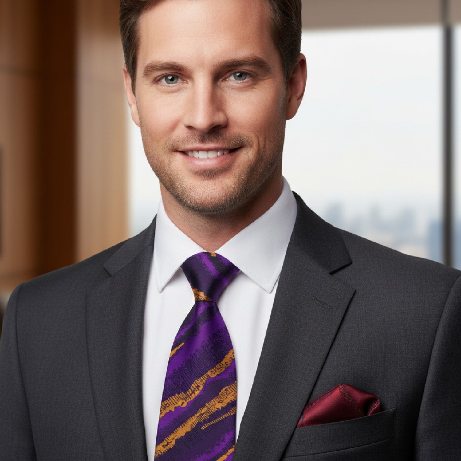 Purple & Gold Abstract Necktie | Artistic, Bold & Refined