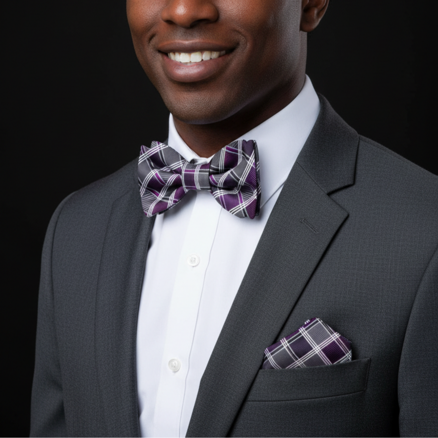 Geometric Diamond Bow Tie in Teal, Grey, Brown, Orange, Purple & Blue