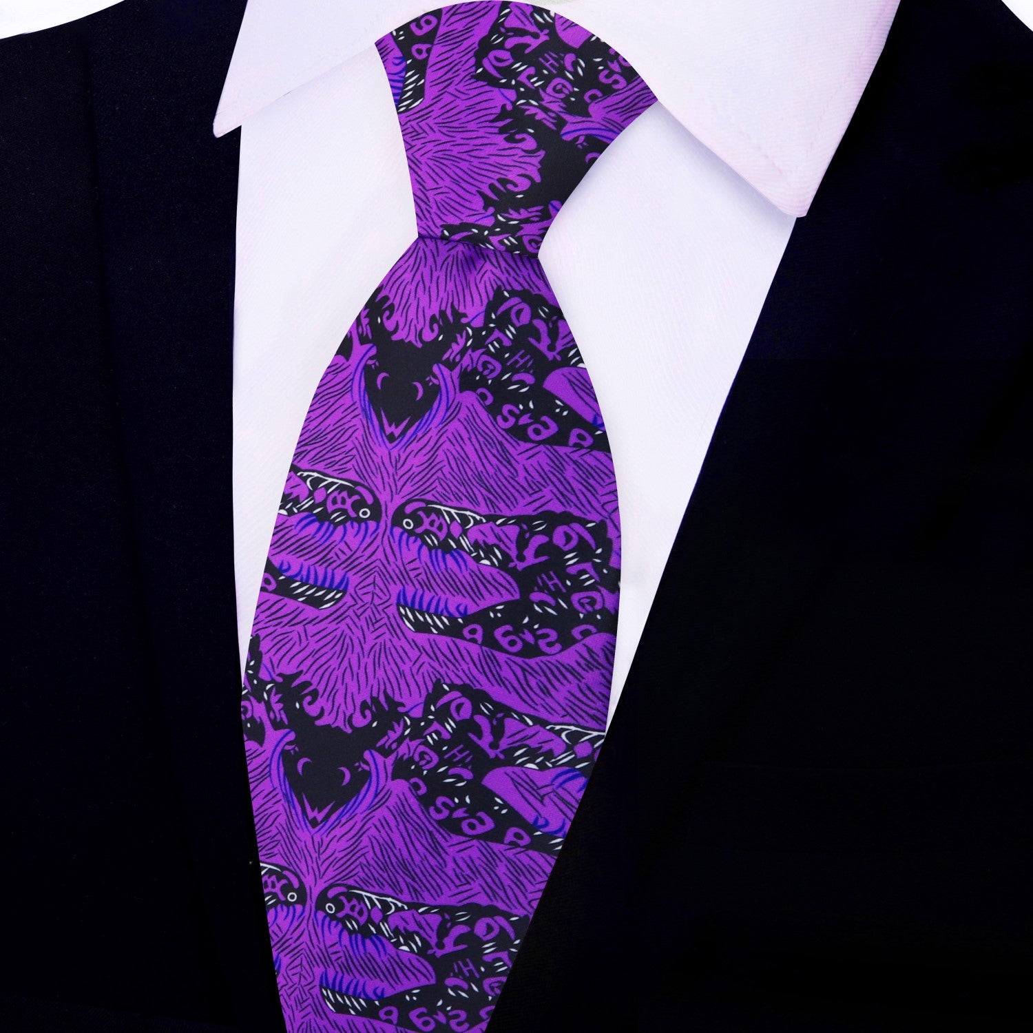 Main Purple Black Abstract Tie 