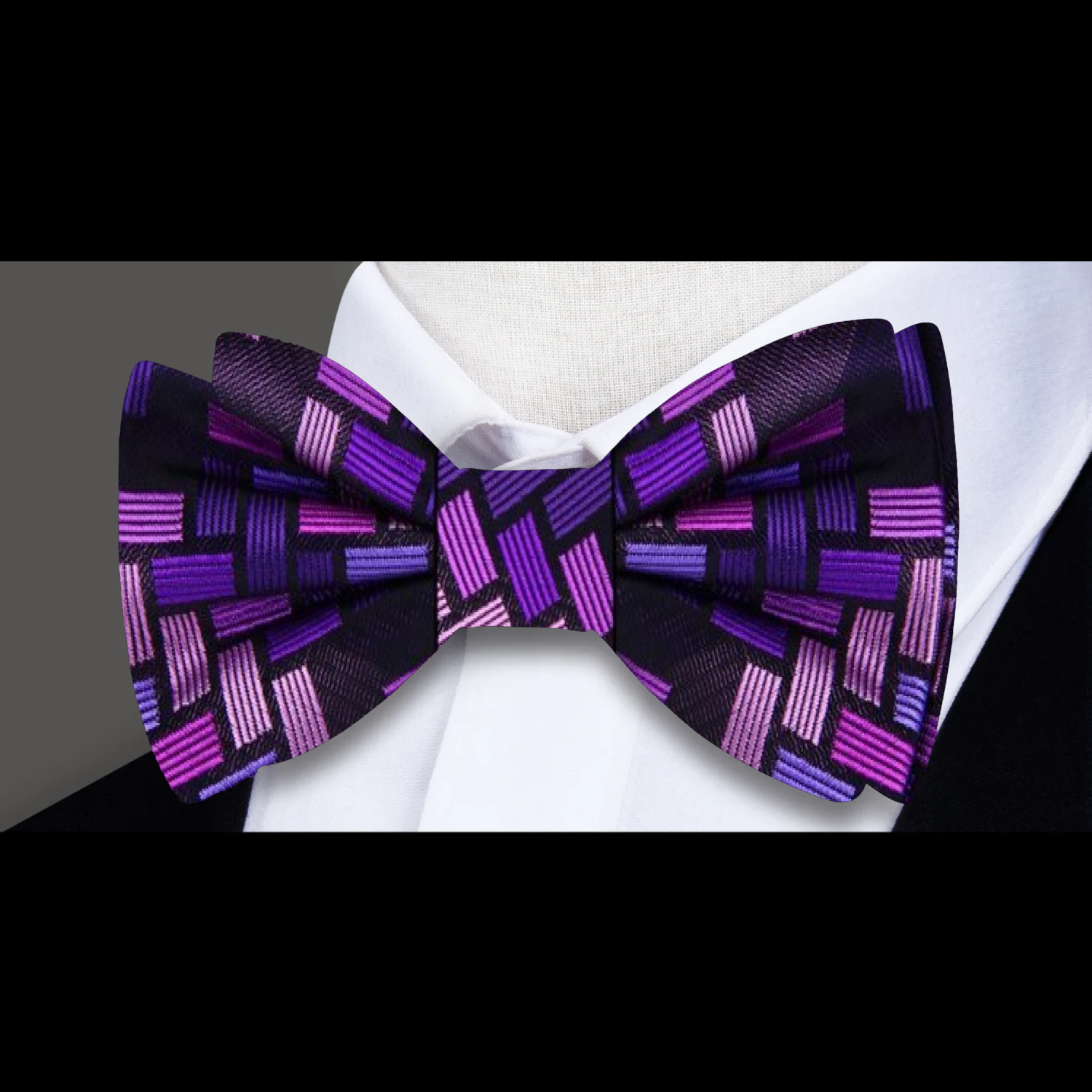 Purple, Light, Dark Purple Geometric Bow Tie