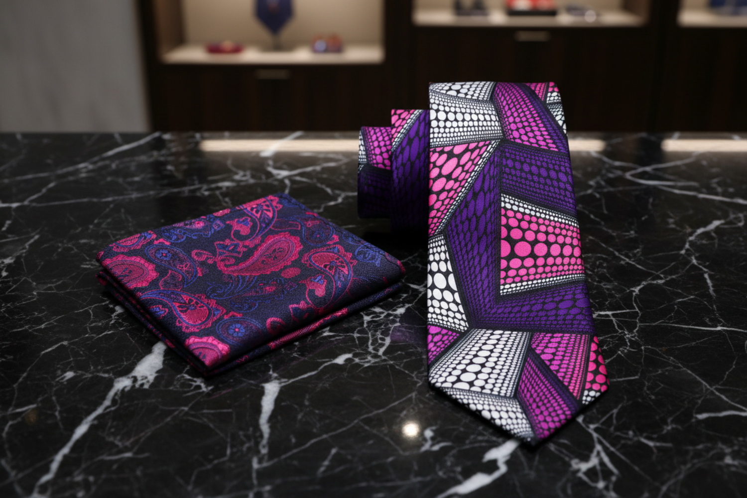 Purple, Pink Abstract Tie and Accenting Square