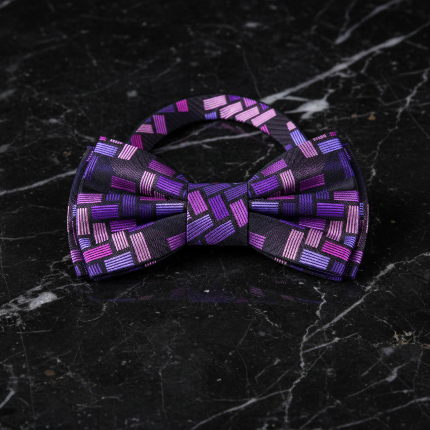 Purple, Light, Dark Purple Geometric Bow Tie Pre tied