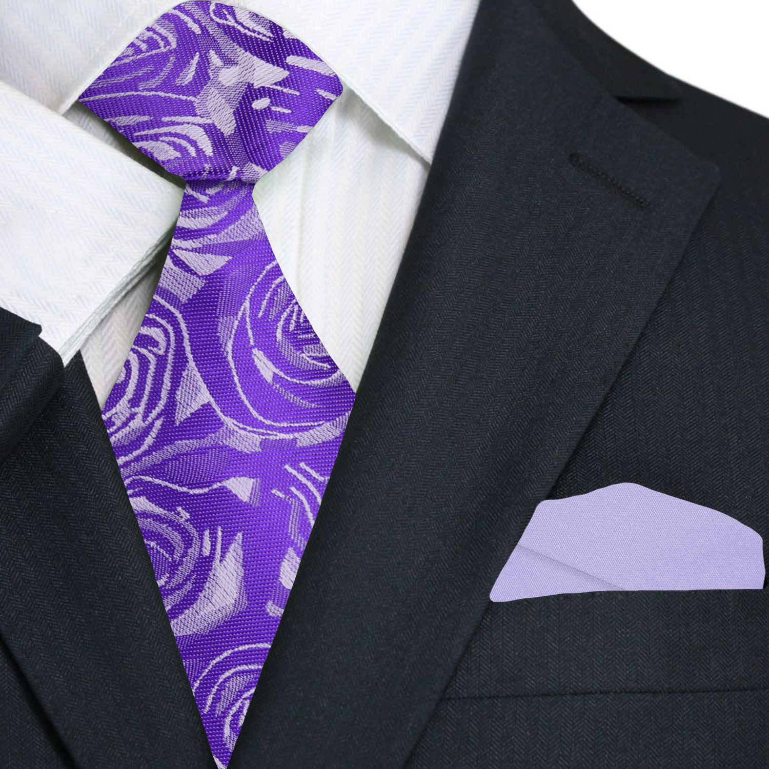 Shades of Purple Roses Tie and Light Purple Square