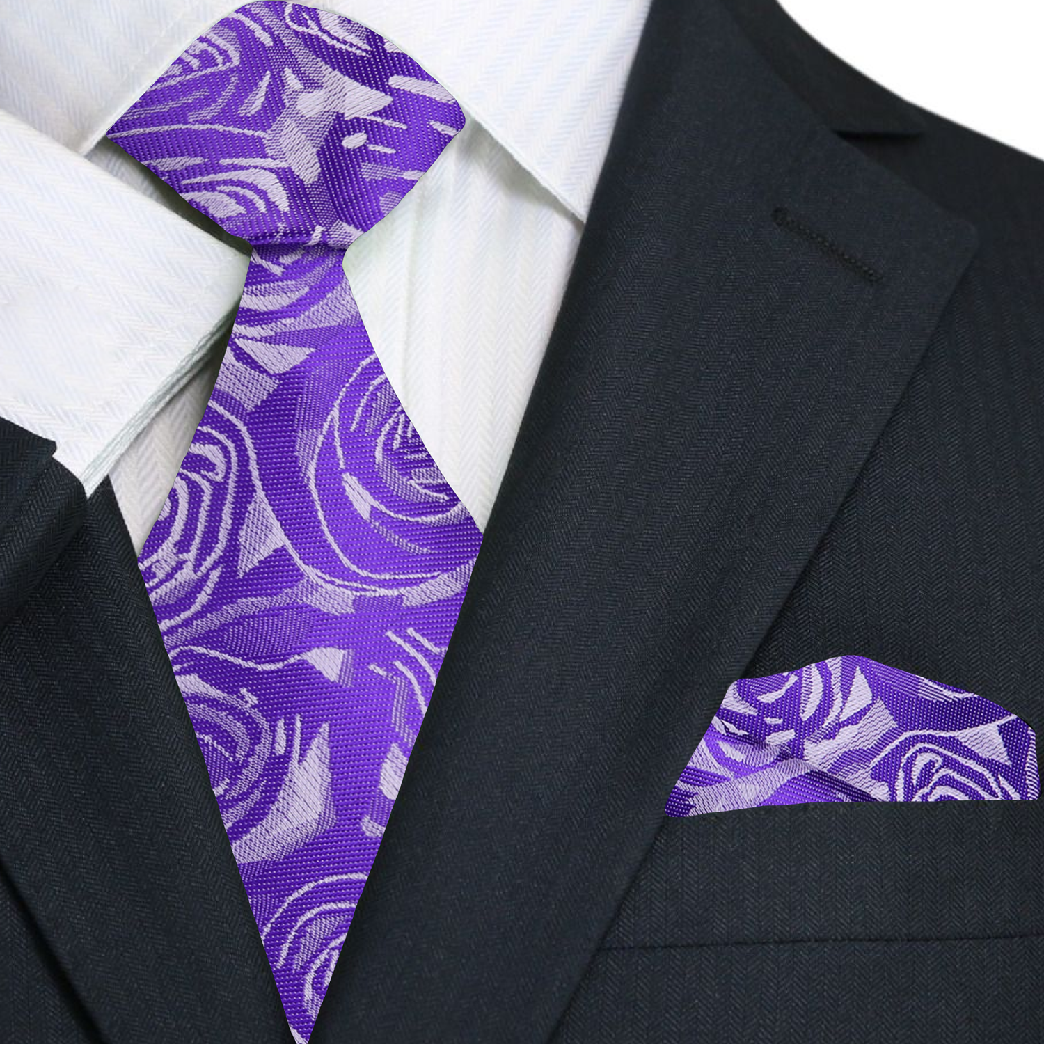 Shades of Purple Roses Tie and Square