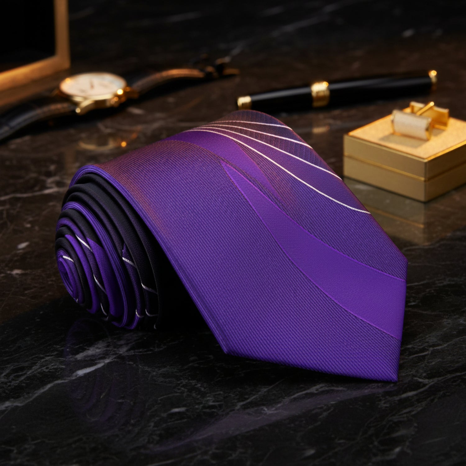 Shades of Purple Abstract Lines Tie 