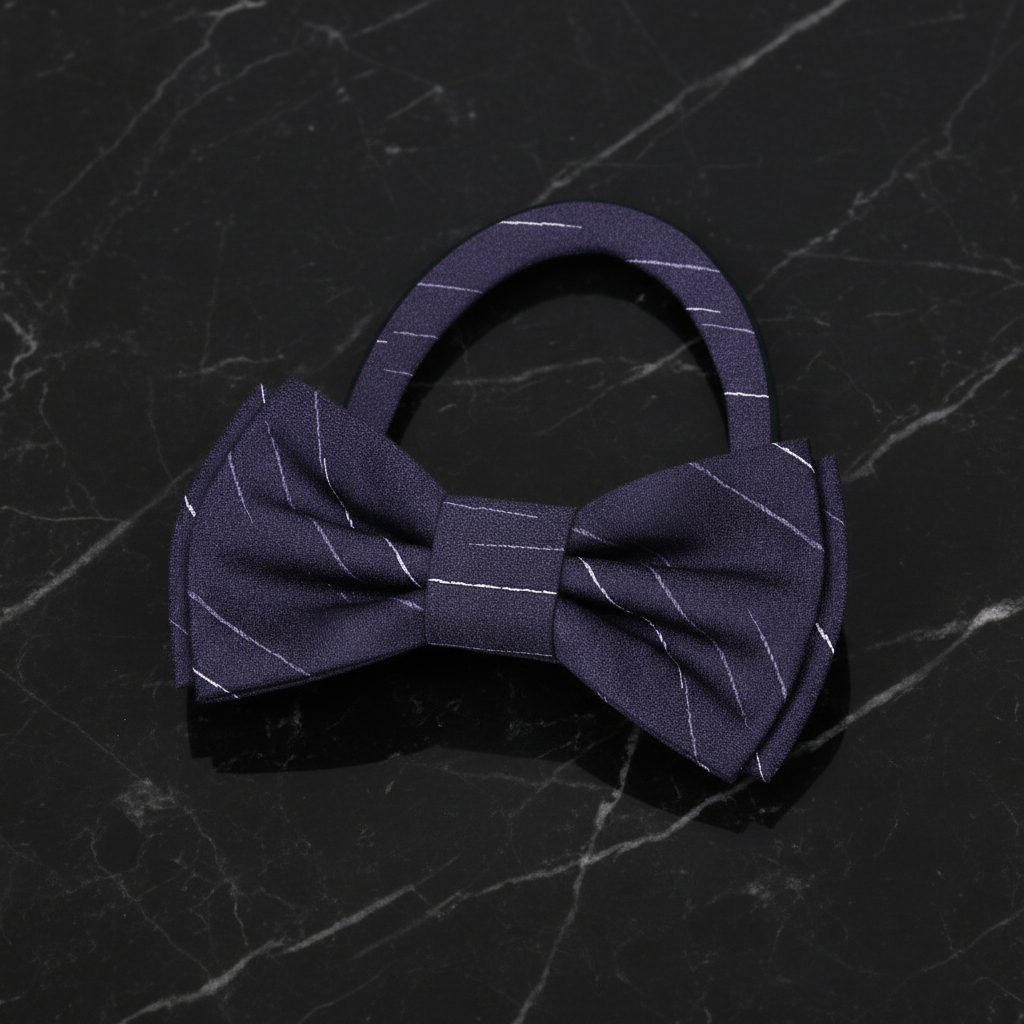 Pre Tied Purple Stripe Bow Tie