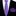 Purple striped thin tie and purple pocket square on a black suit jacket.