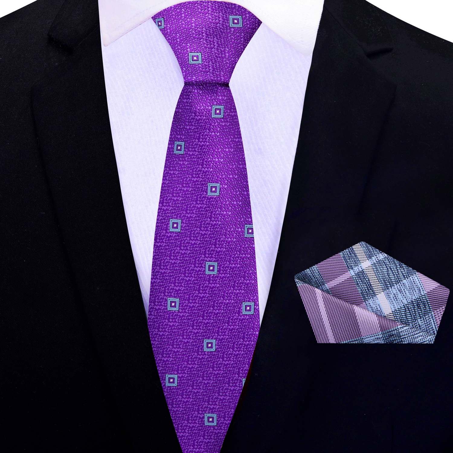 Purple & Light Blue Geometric Medallion Tie