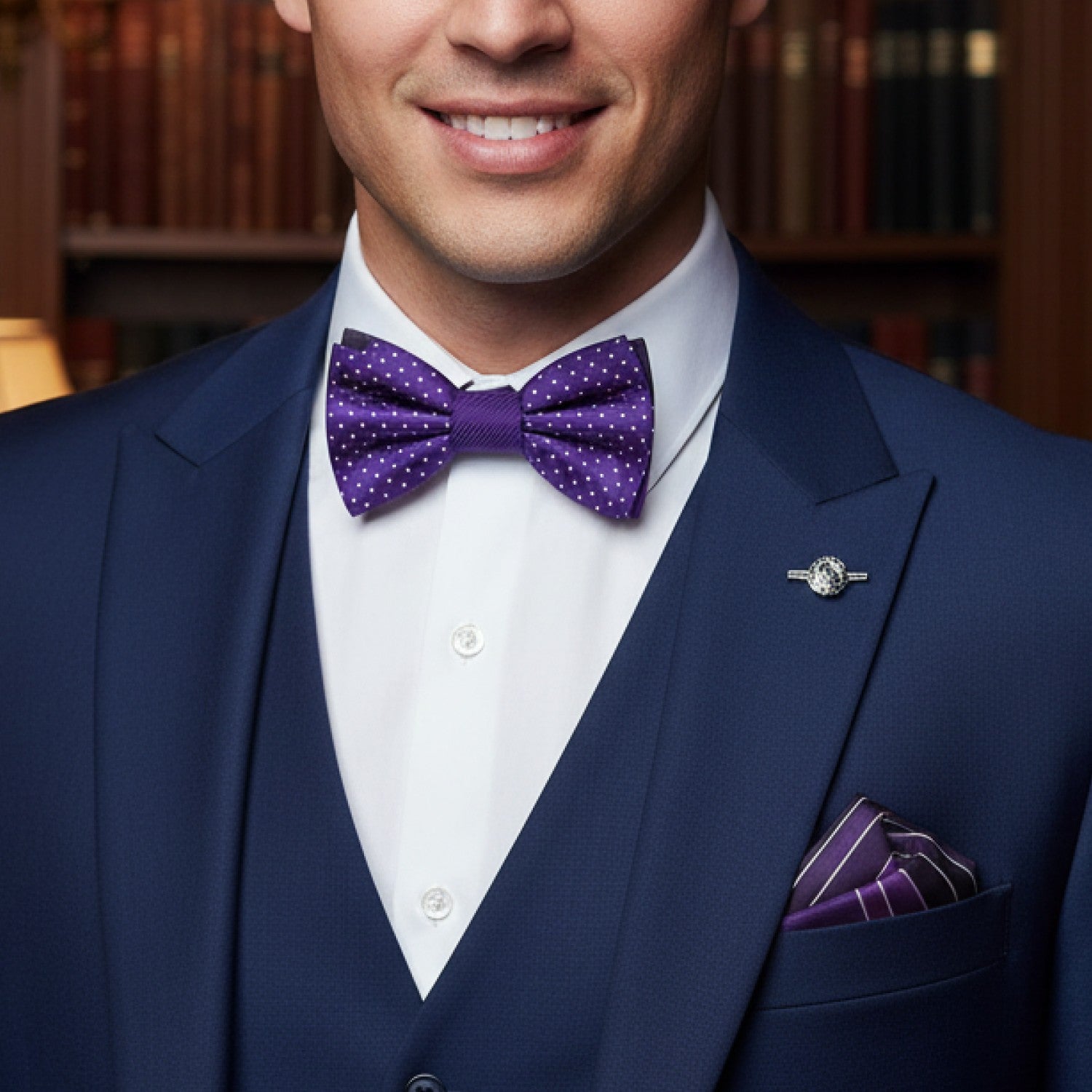 Double-Sided Purple & White Bow Tie | Sophisticated Design with a Playful Edge