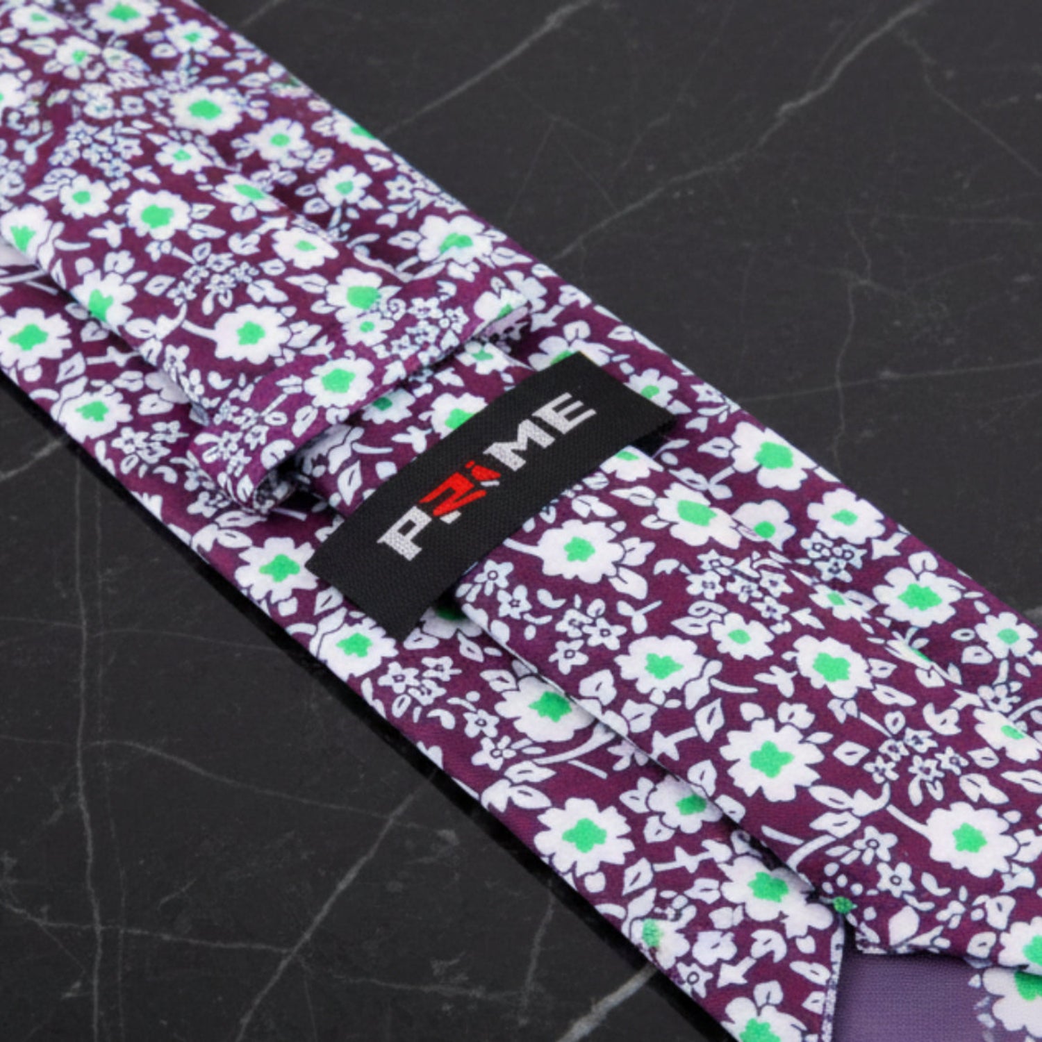 Purple White Green Small Flowers Tie Keep