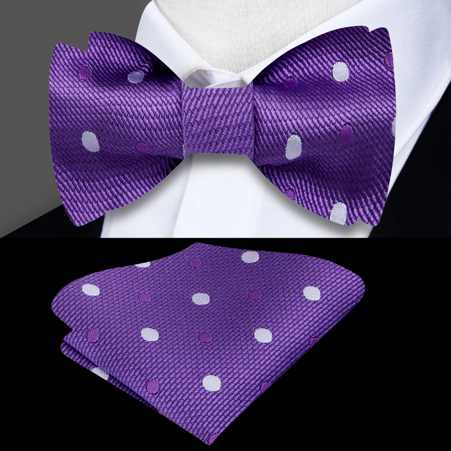 Polka Dot Self-Tie Bow Tie Collection with Pocket Square Option