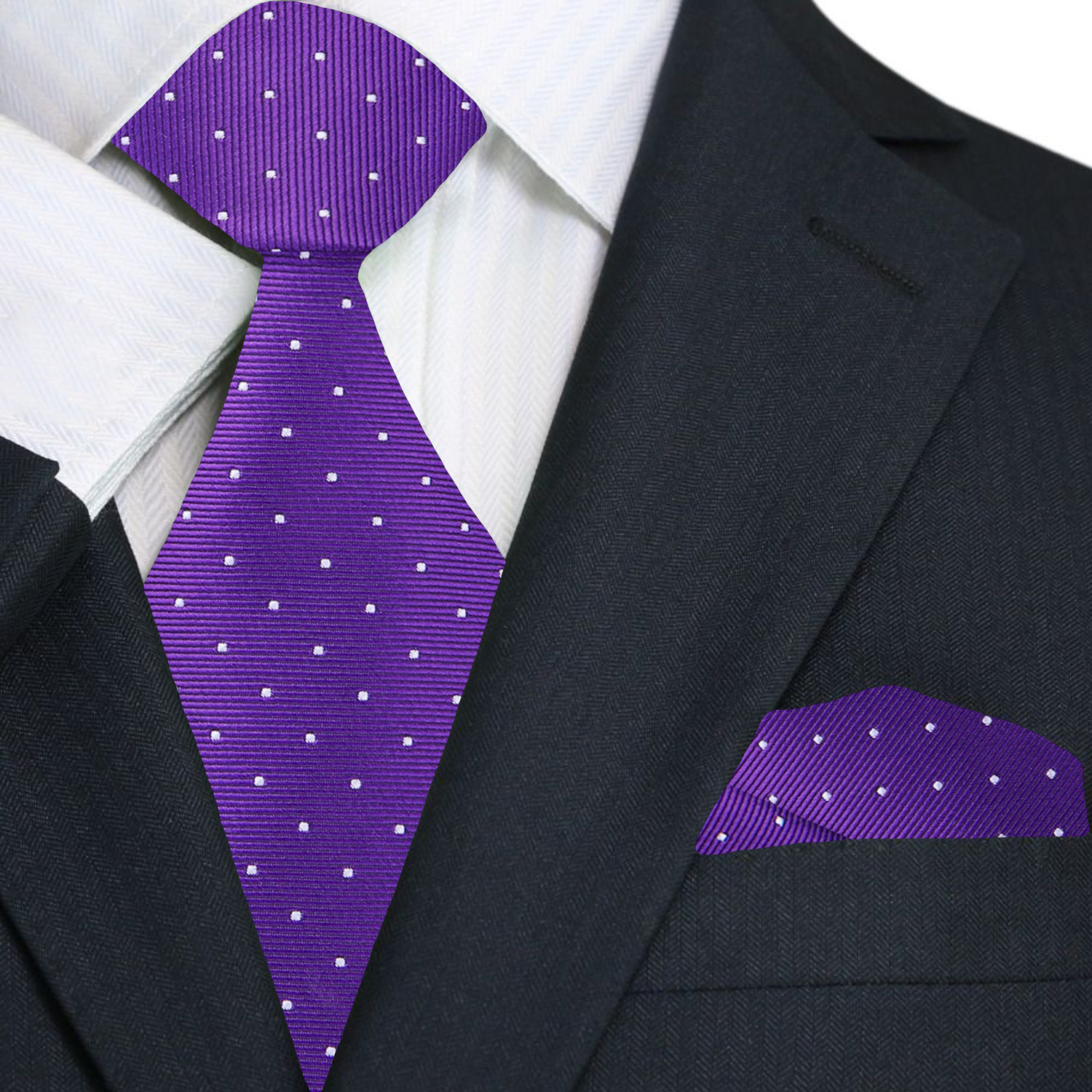Purple White Micro Dot Tie and Handkerchief