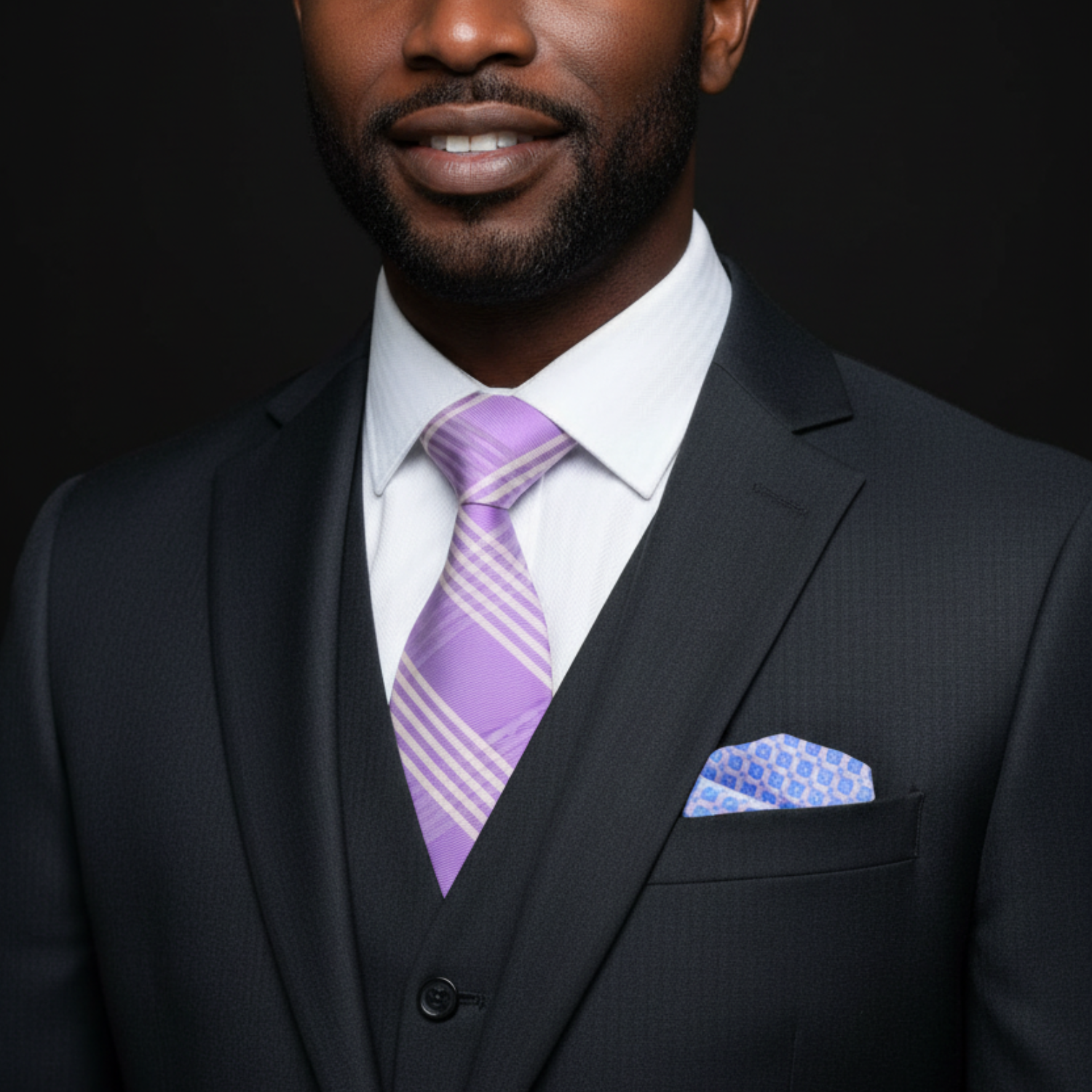 Light Purple & Ghost White Plaid Necktie