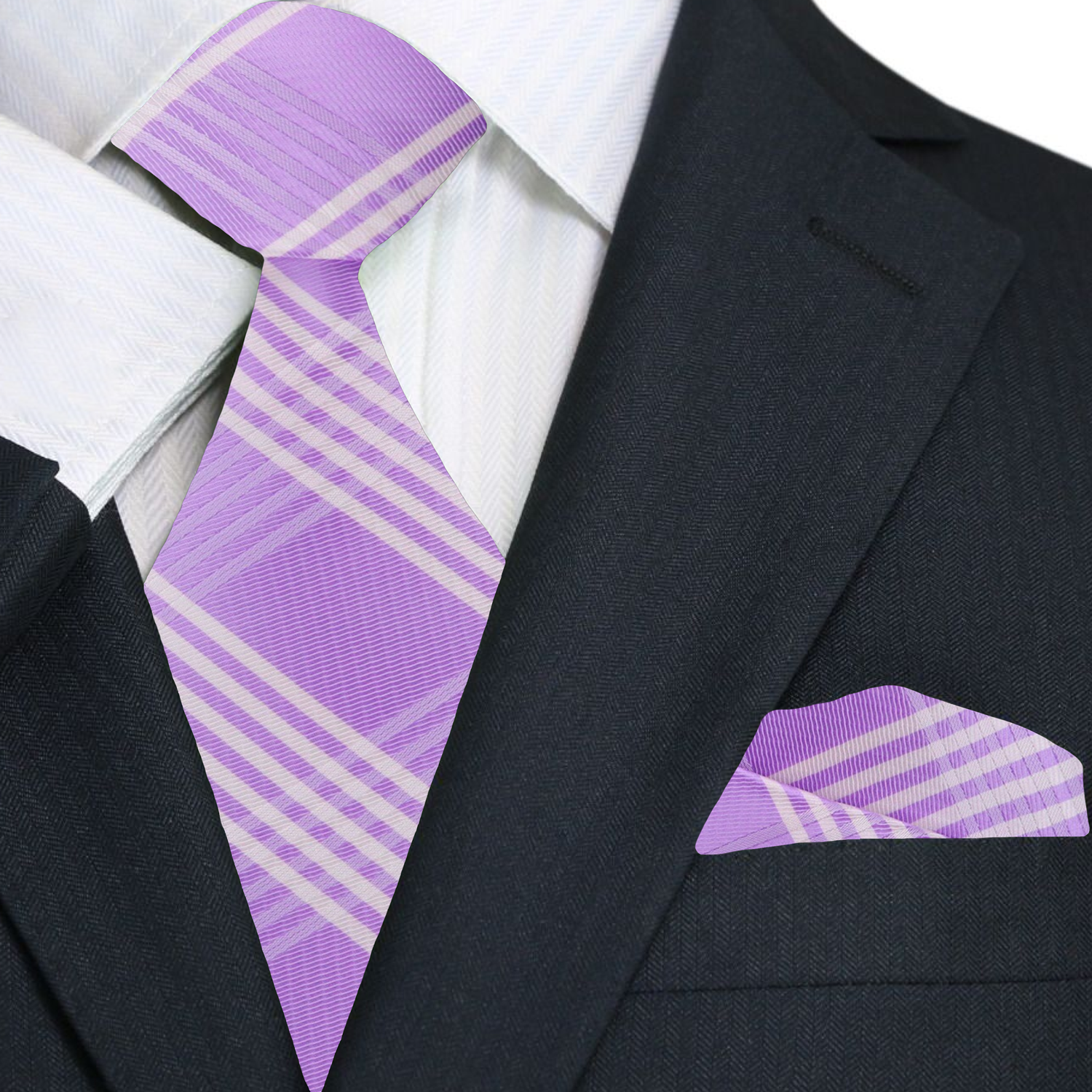 Purple Plaid Tie and Square