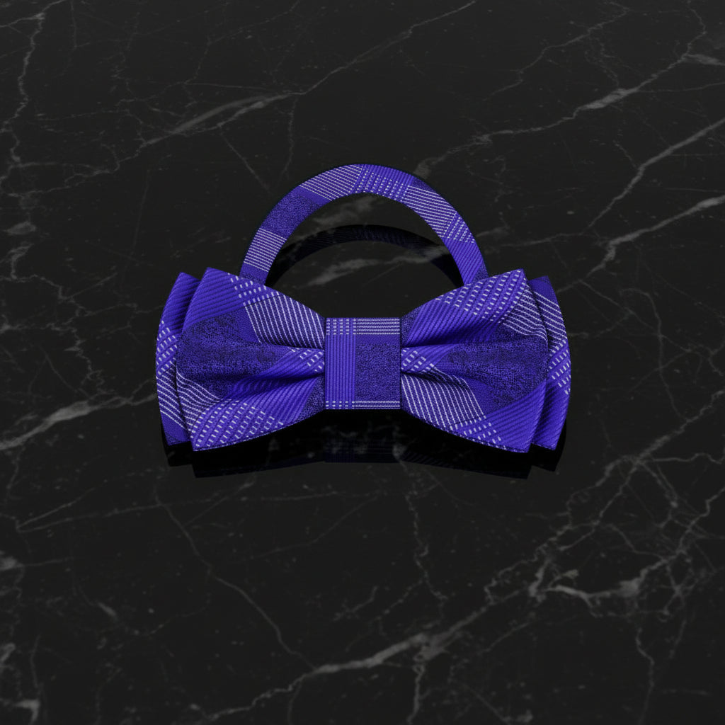 Purple plaid bow tie 