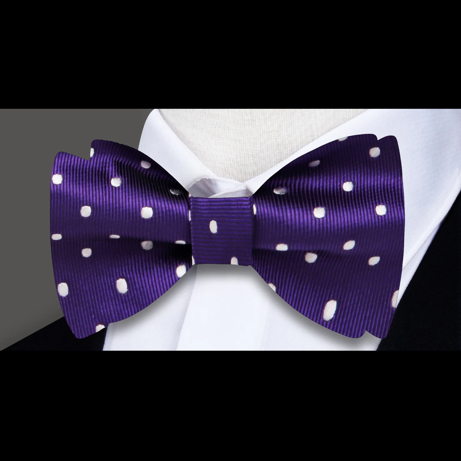 Purple White Polka Bow Tie  