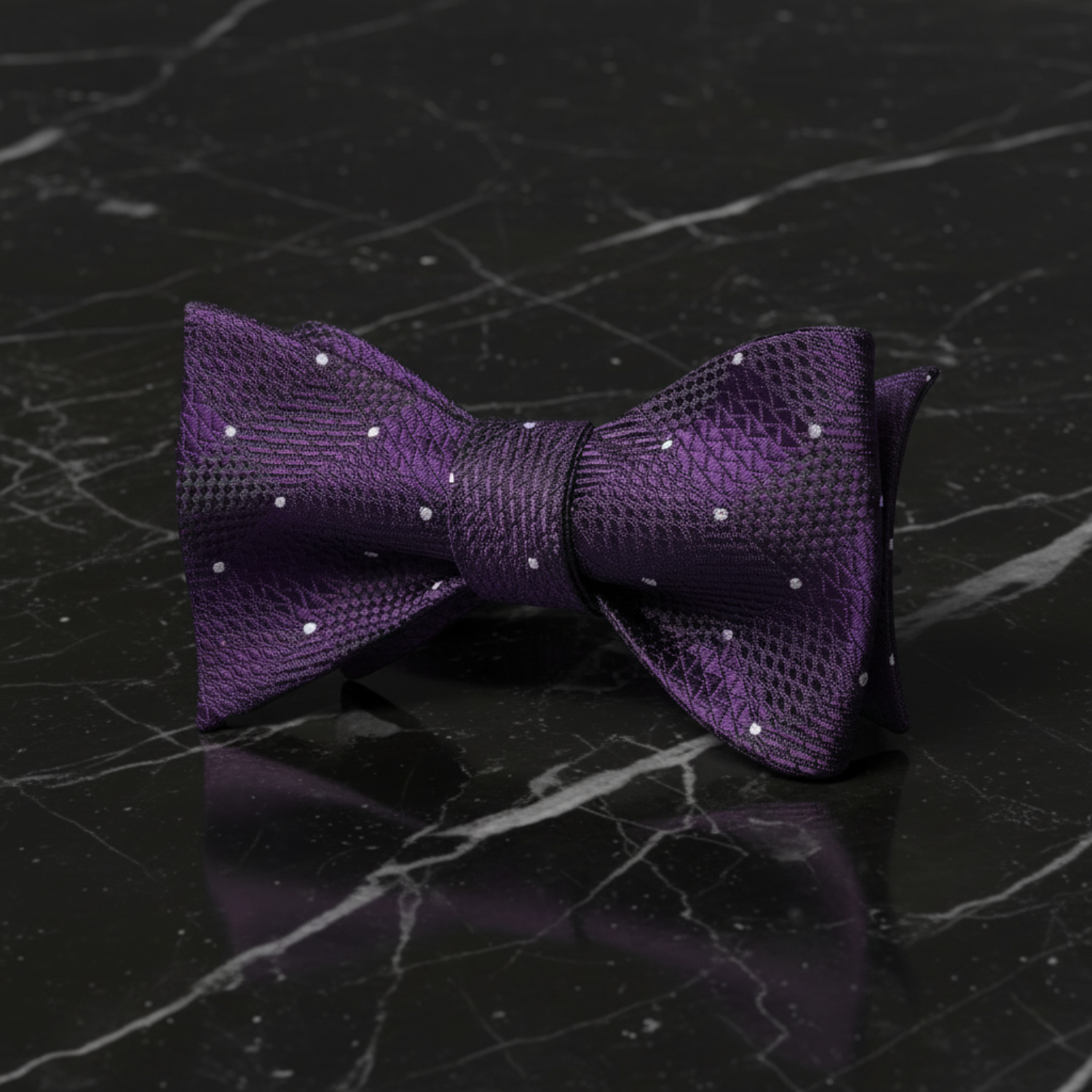 Purple with White Dot Geometric Bow Tie  