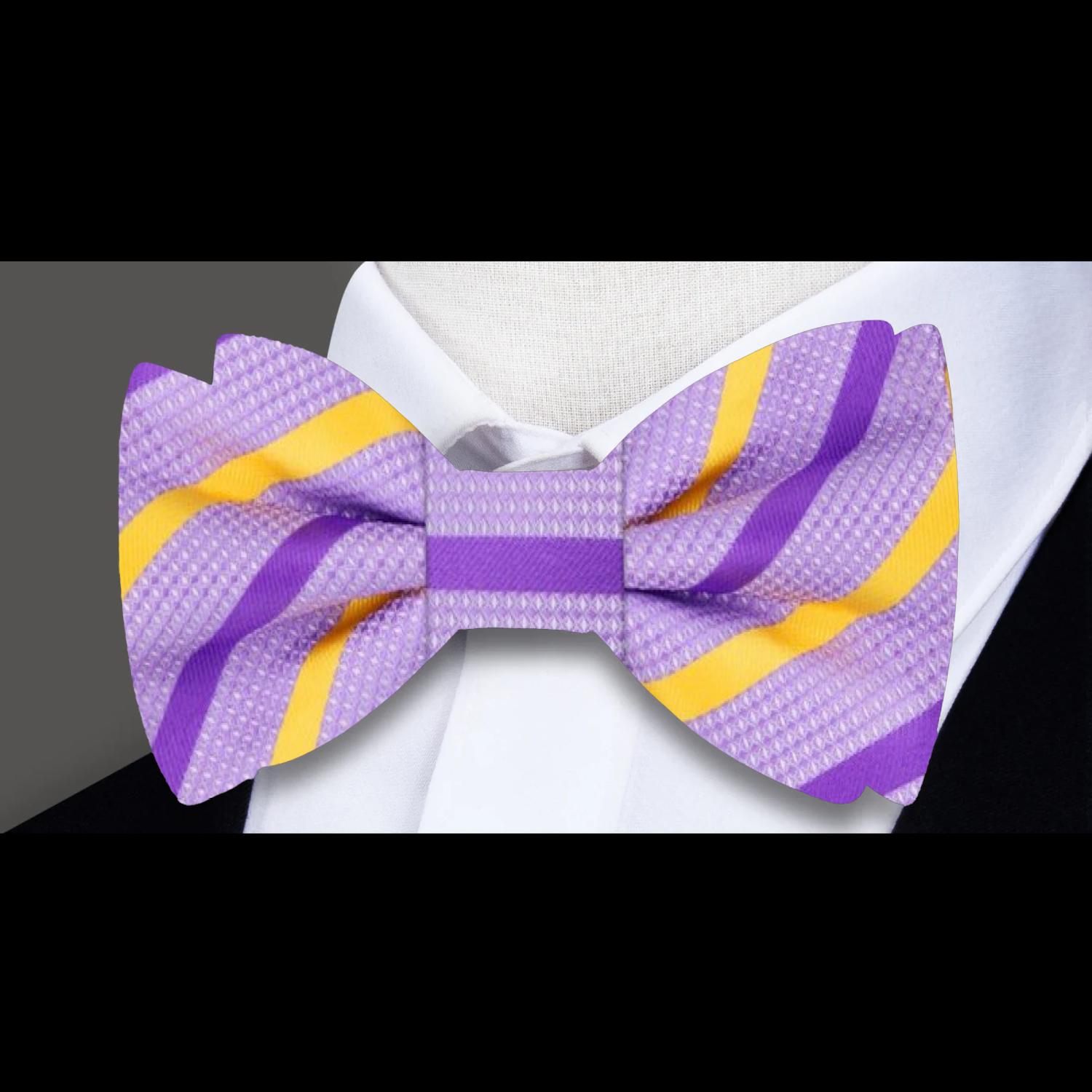 Purple Yellow Stripe Bow Tie