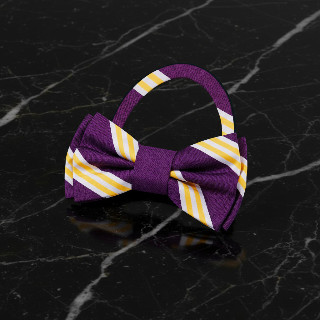 Purple Yellow White Double Play Stripe Pre Tied
