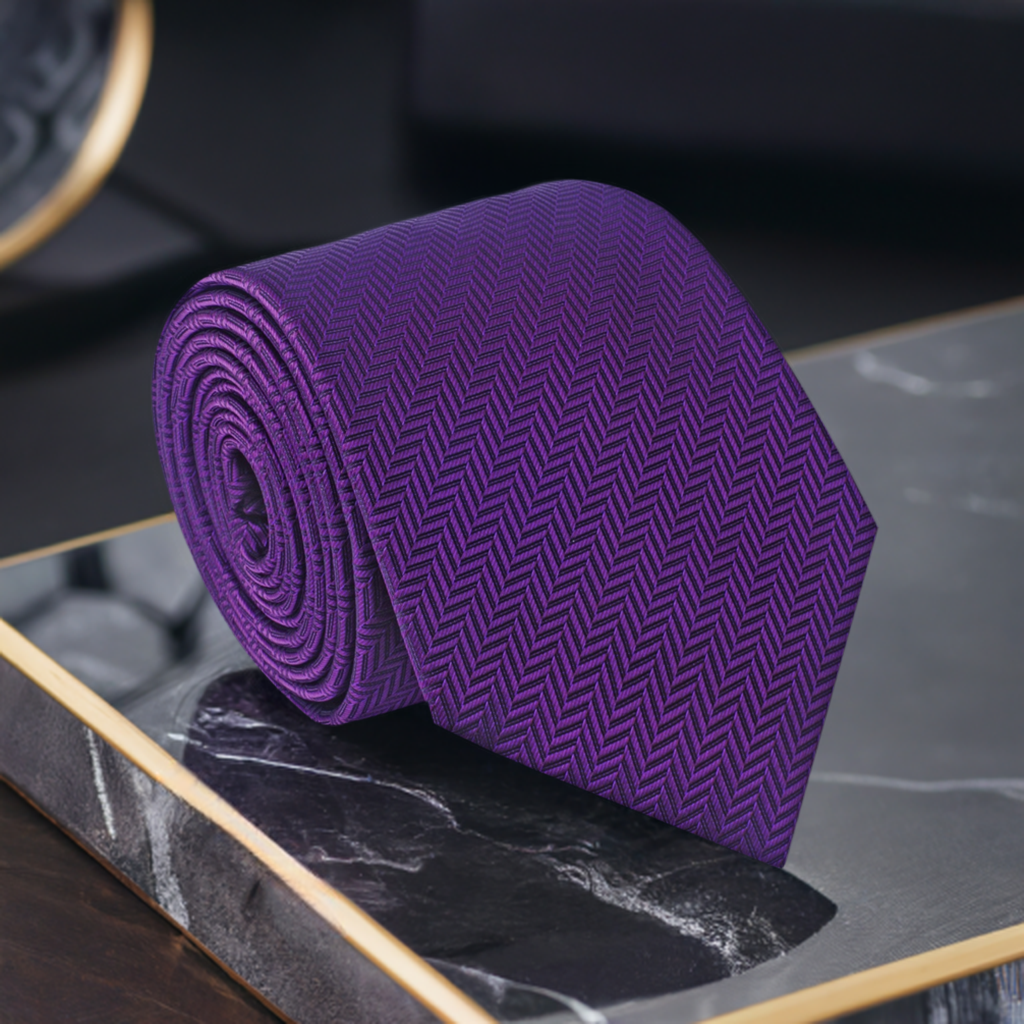 Shades of Solid Pink or Purple with Chevron Texture Necktie Collection